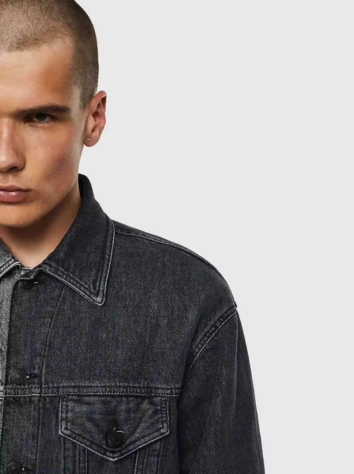 Black Colour-block denim jacket