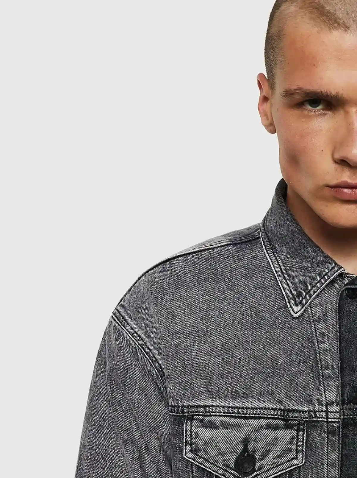 Black Colour-block denim jacket