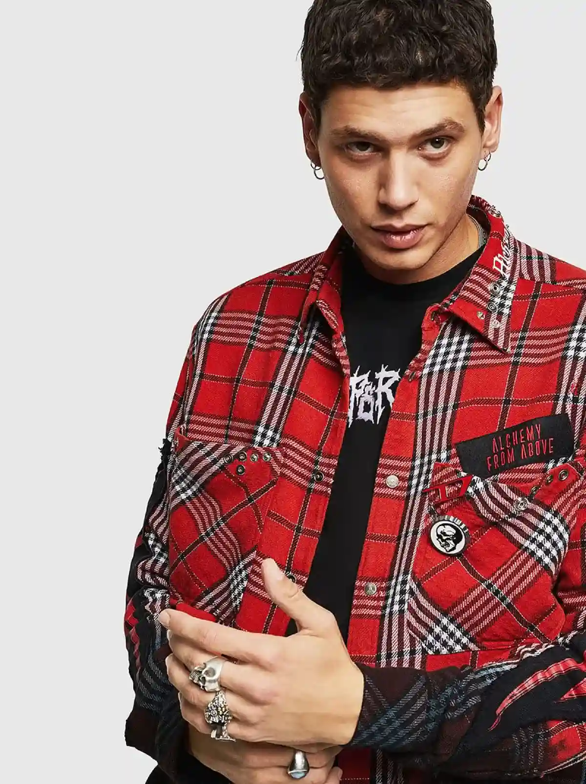 Red Check flannel shirt with dip-dye