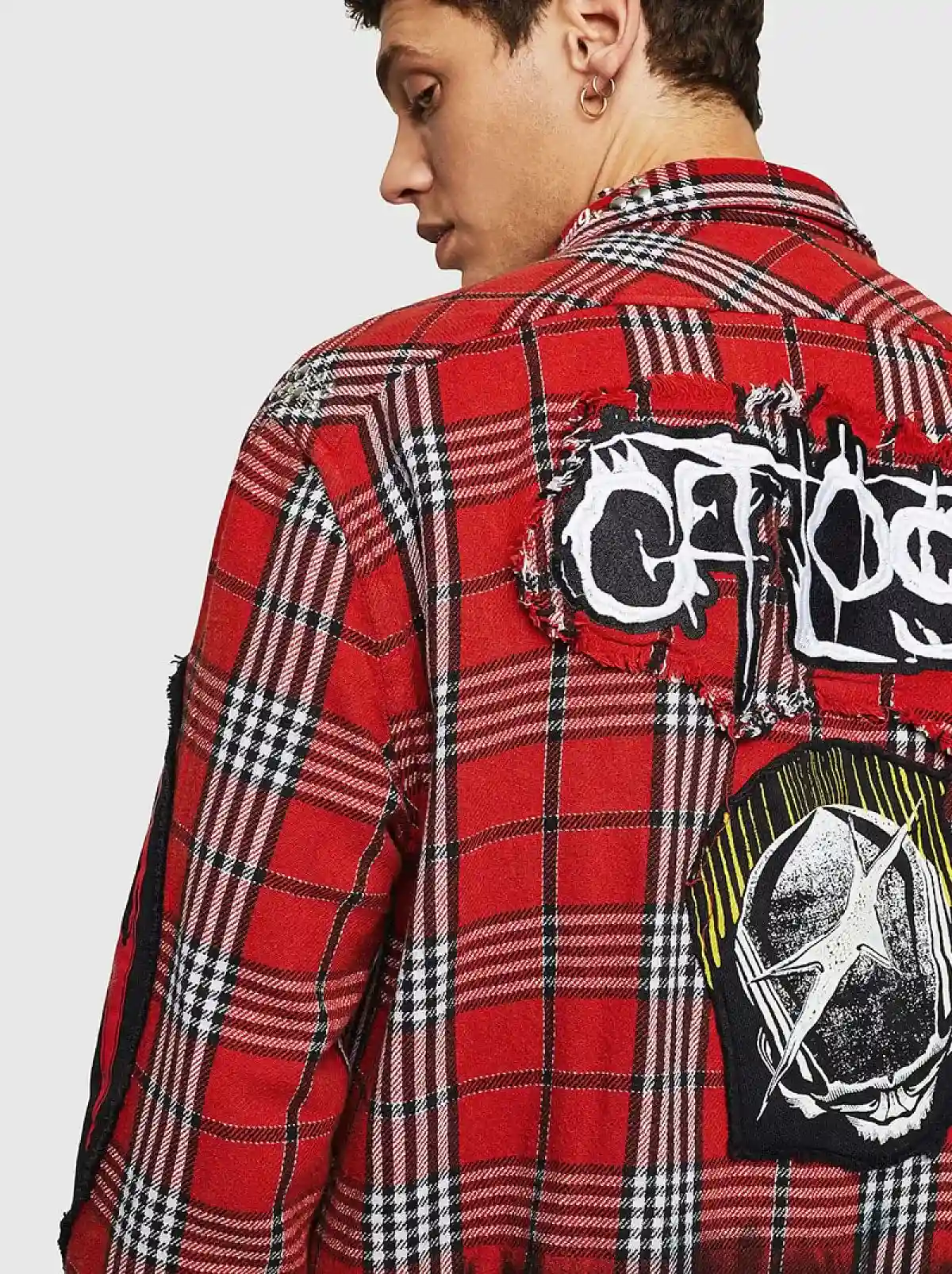 Red Check flannel shirt with dip-dye