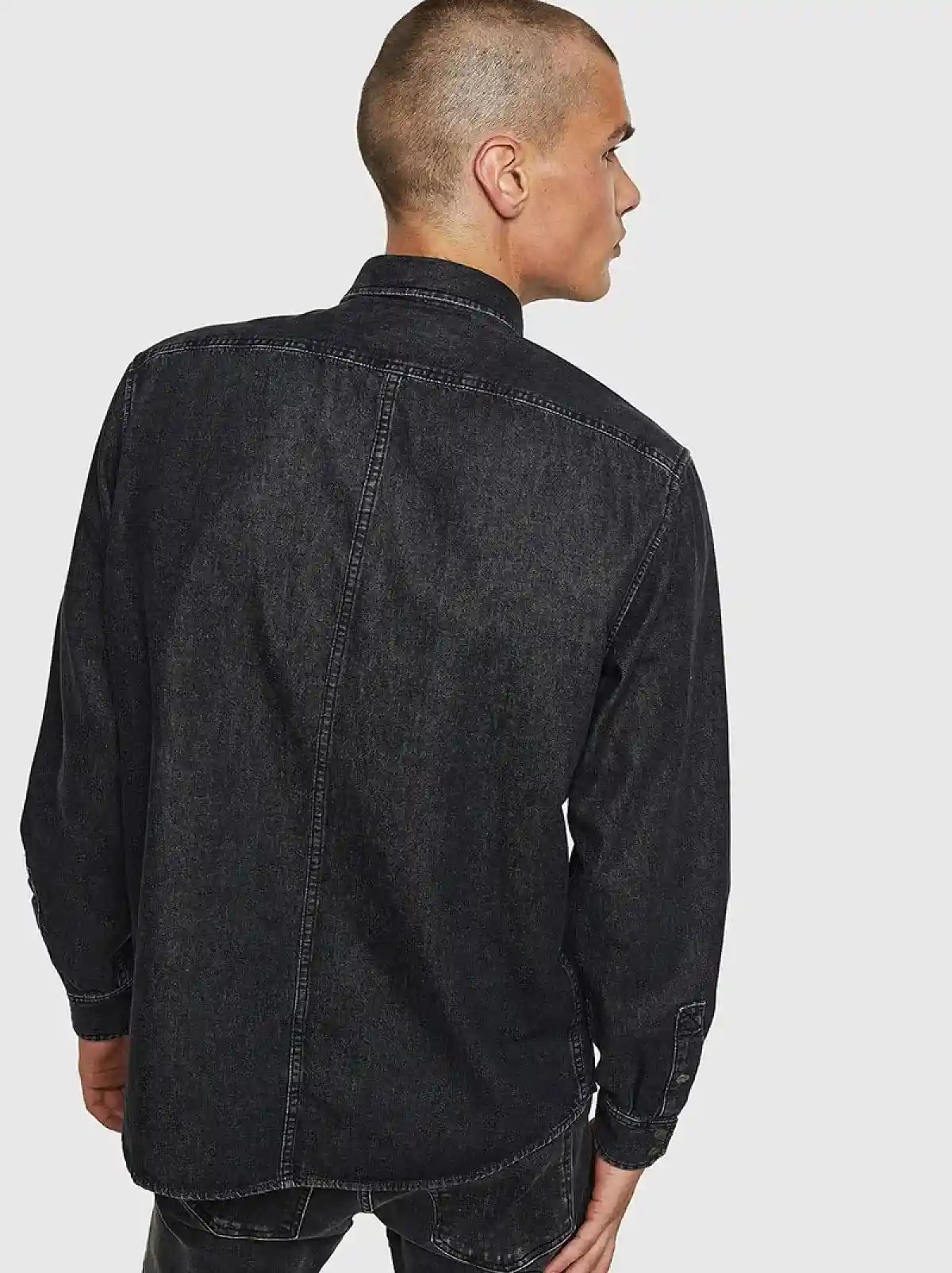 Black Faded denim shirt with D embroidery