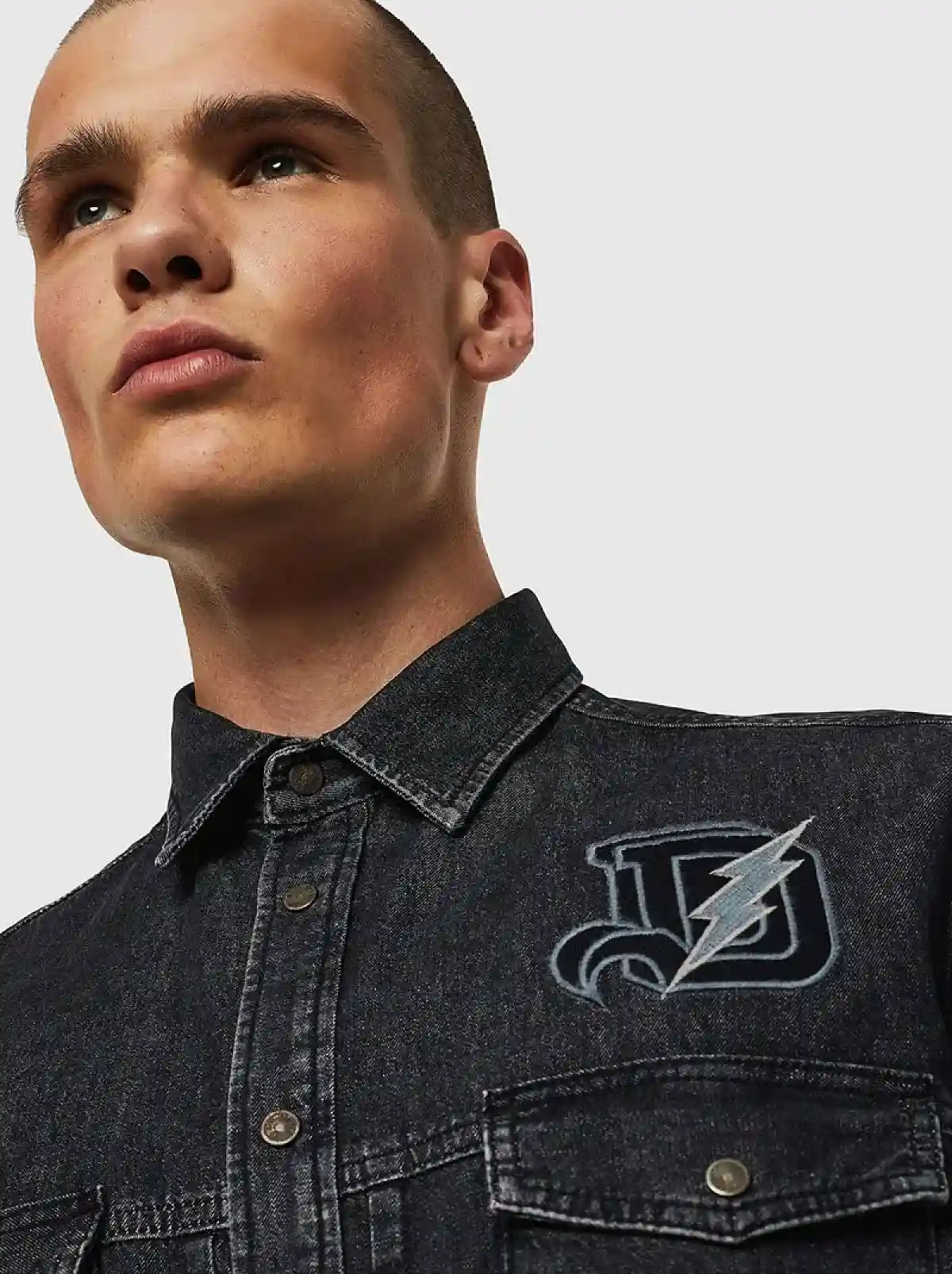 Black Faded denim shirt with D embroidery
