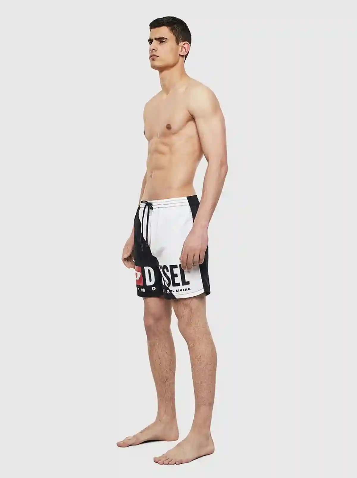 Black Mid-length swim shorts with double logo