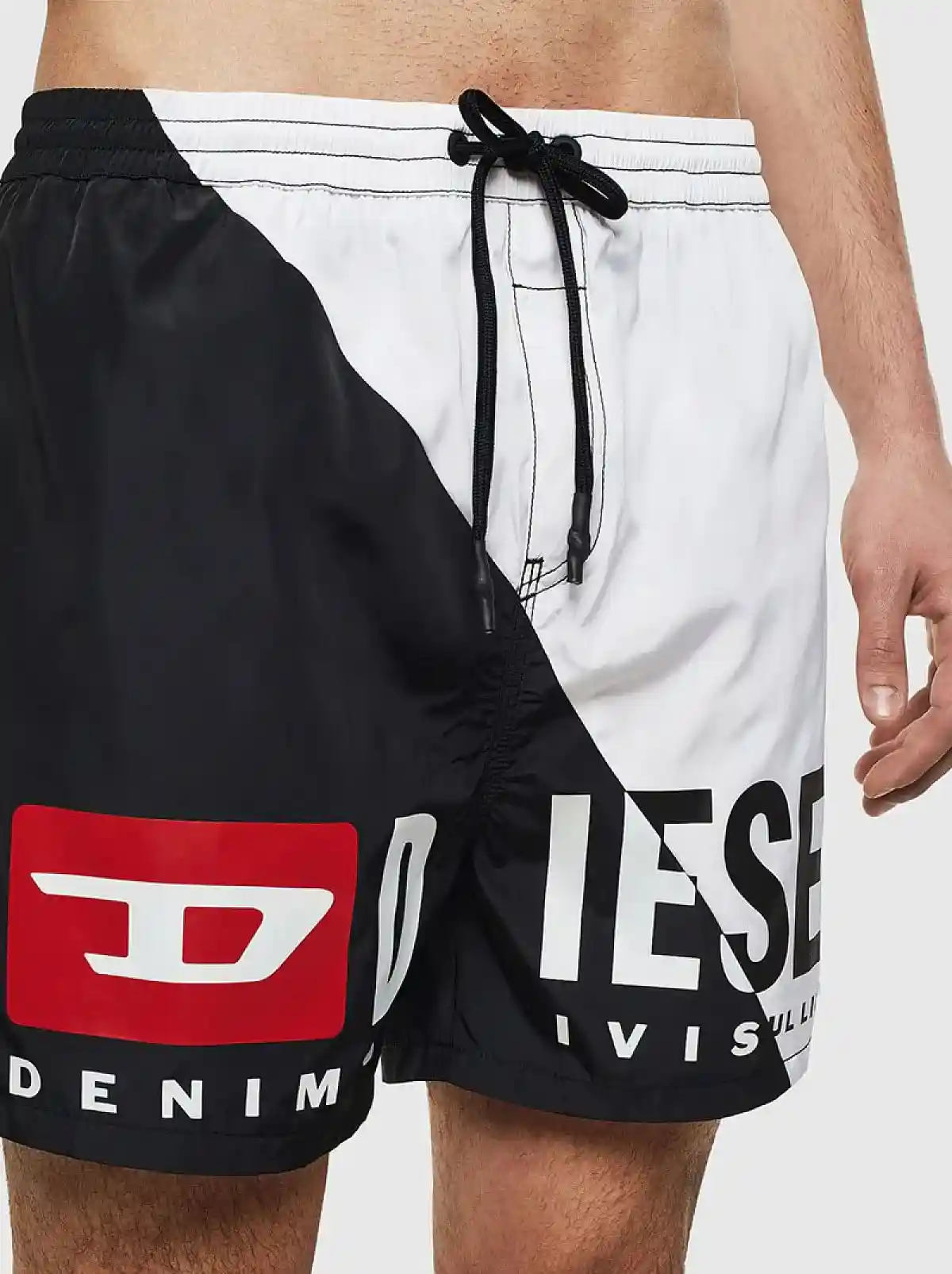Black Mid-length swim shorts with double logo