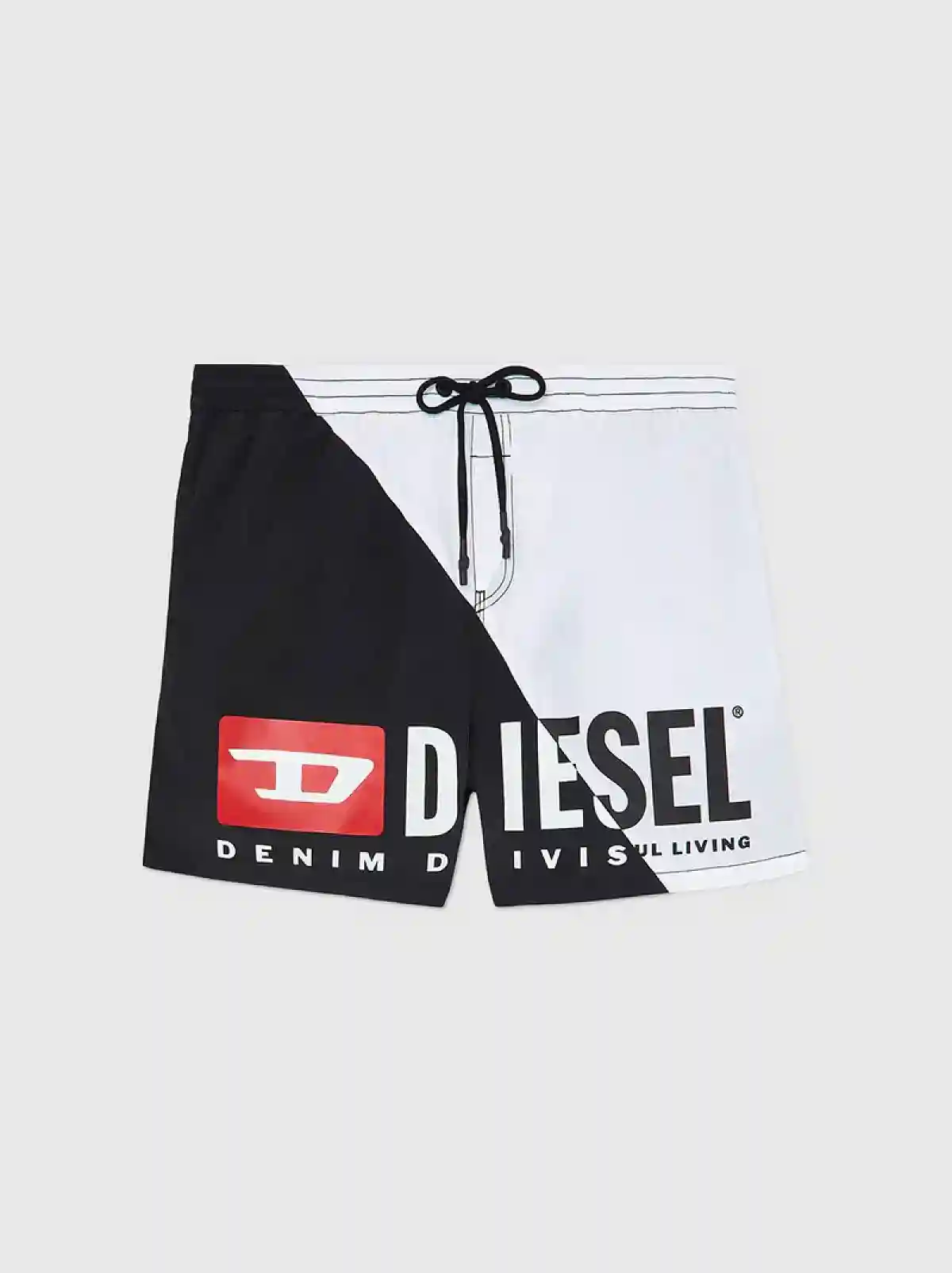 Black Mid-length swim shorts with double logo