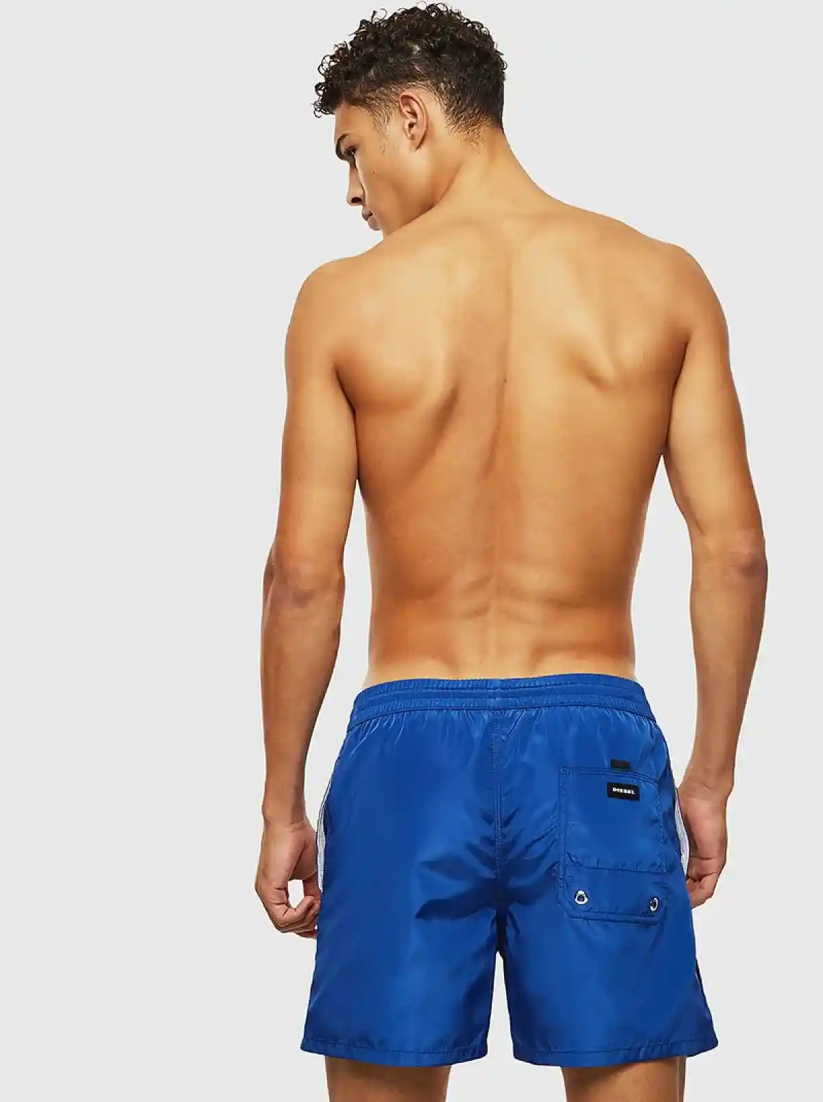 Blue Mid-length swim shorts with bold logo