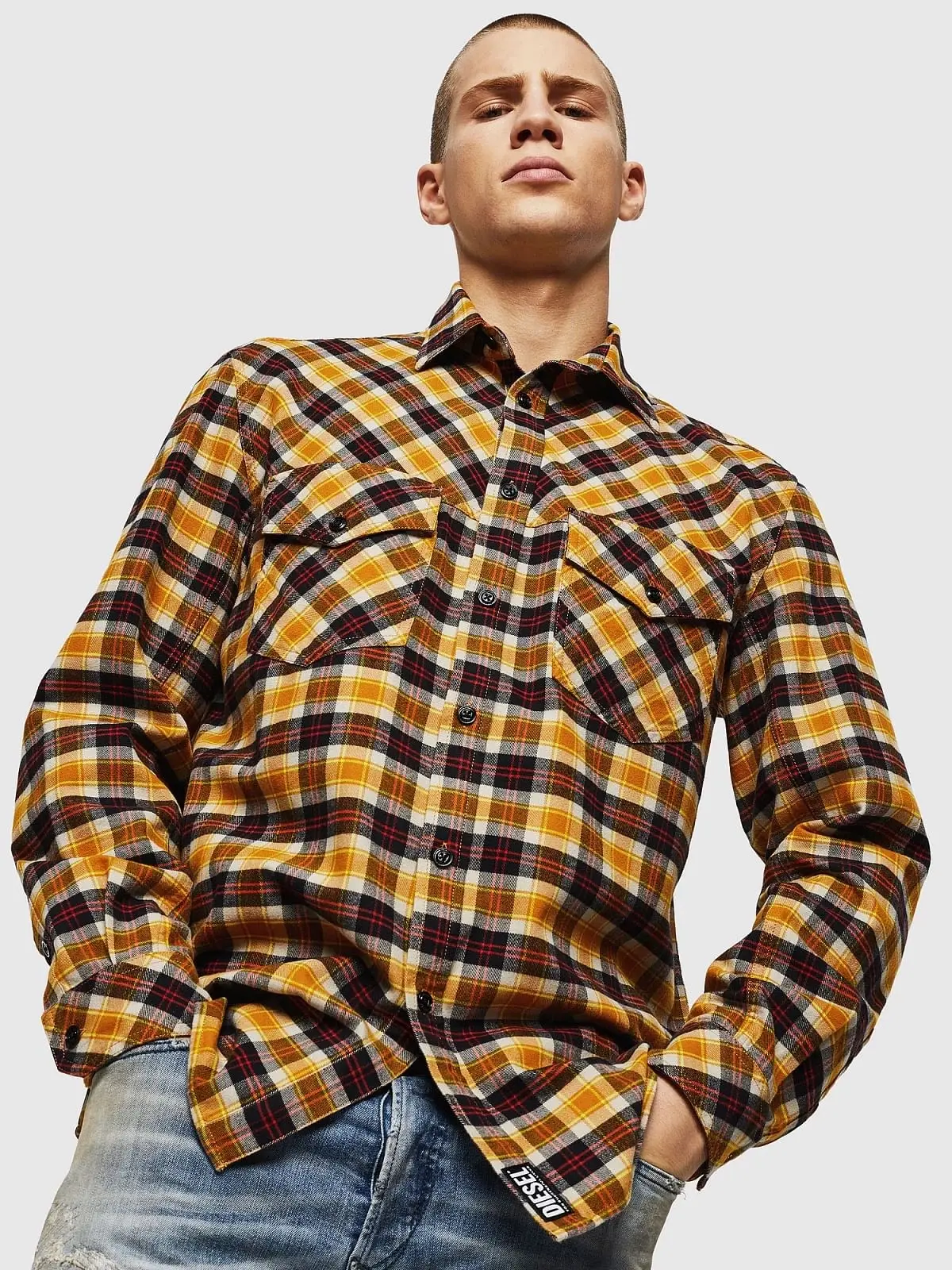 Yellow Western shirt in yarn dyed check