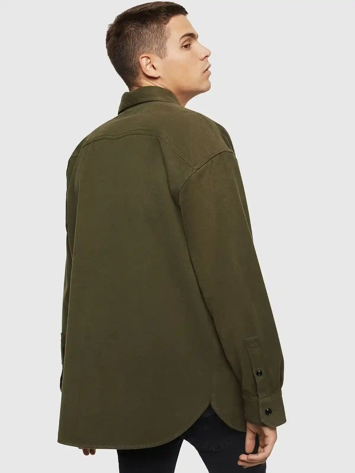 Black Military overshirt in cotton moleskin