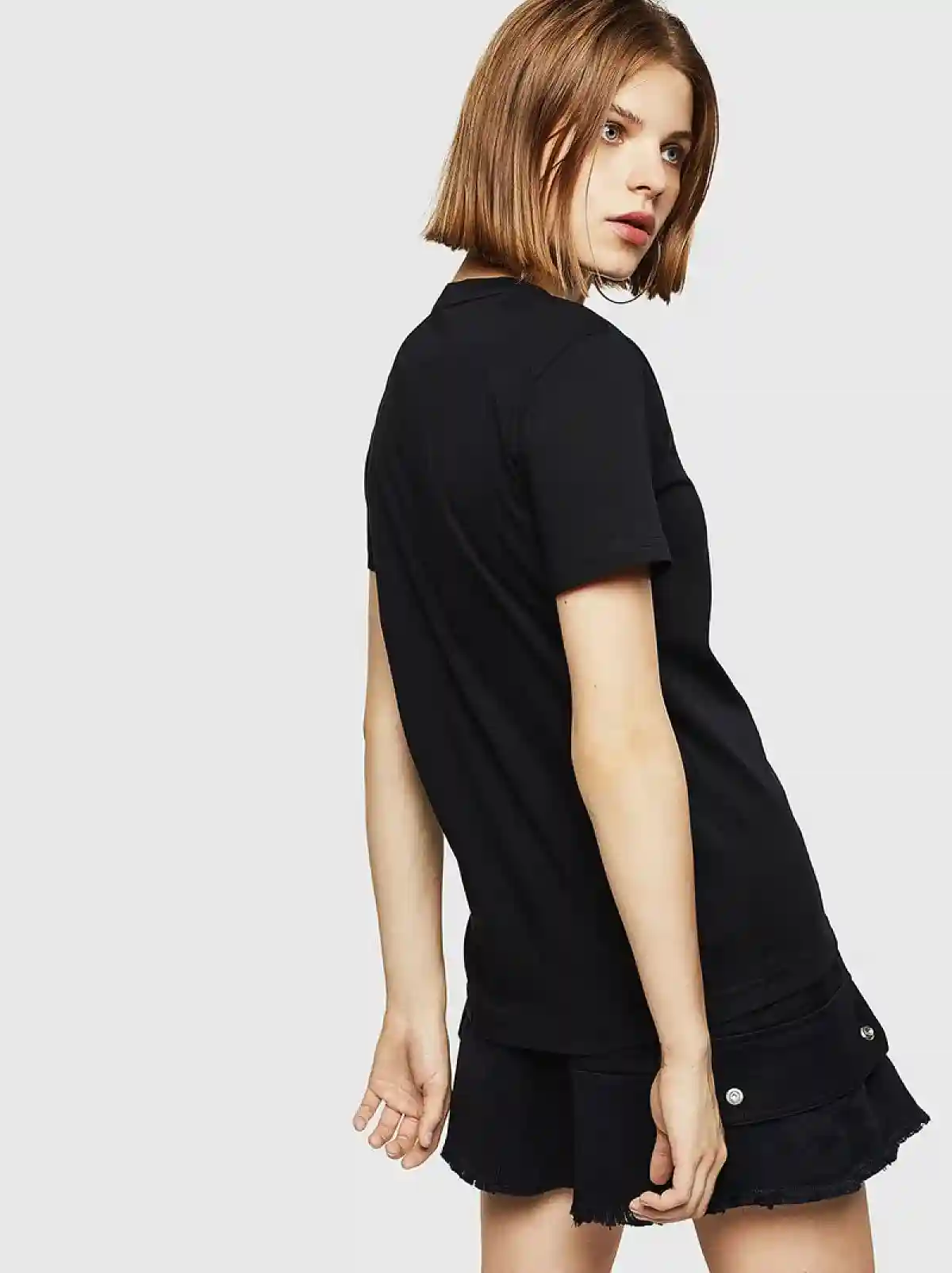 Black Slim-fit T-shirt with logo embroidery