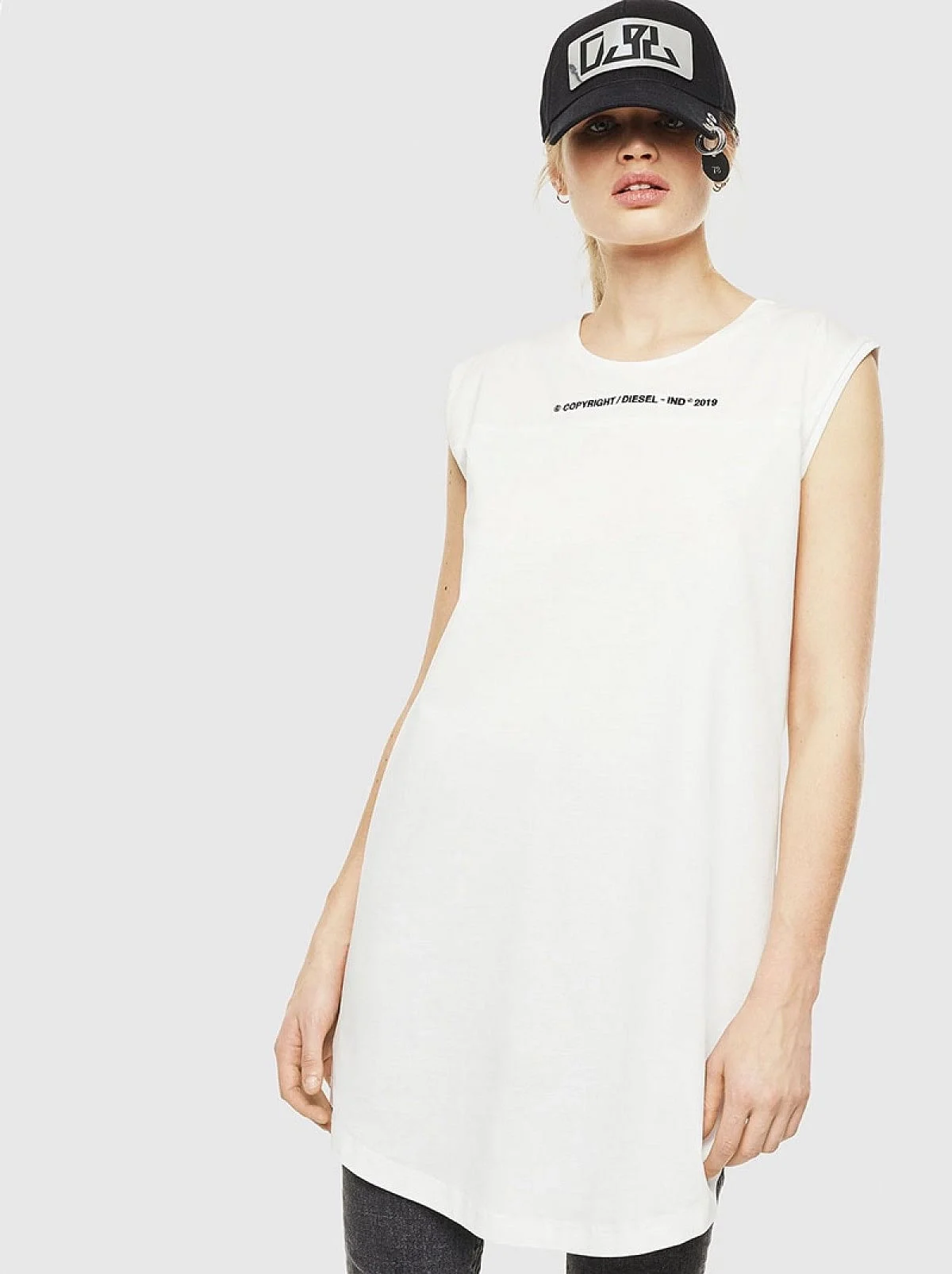 White Logo dress in mercerised cotton
