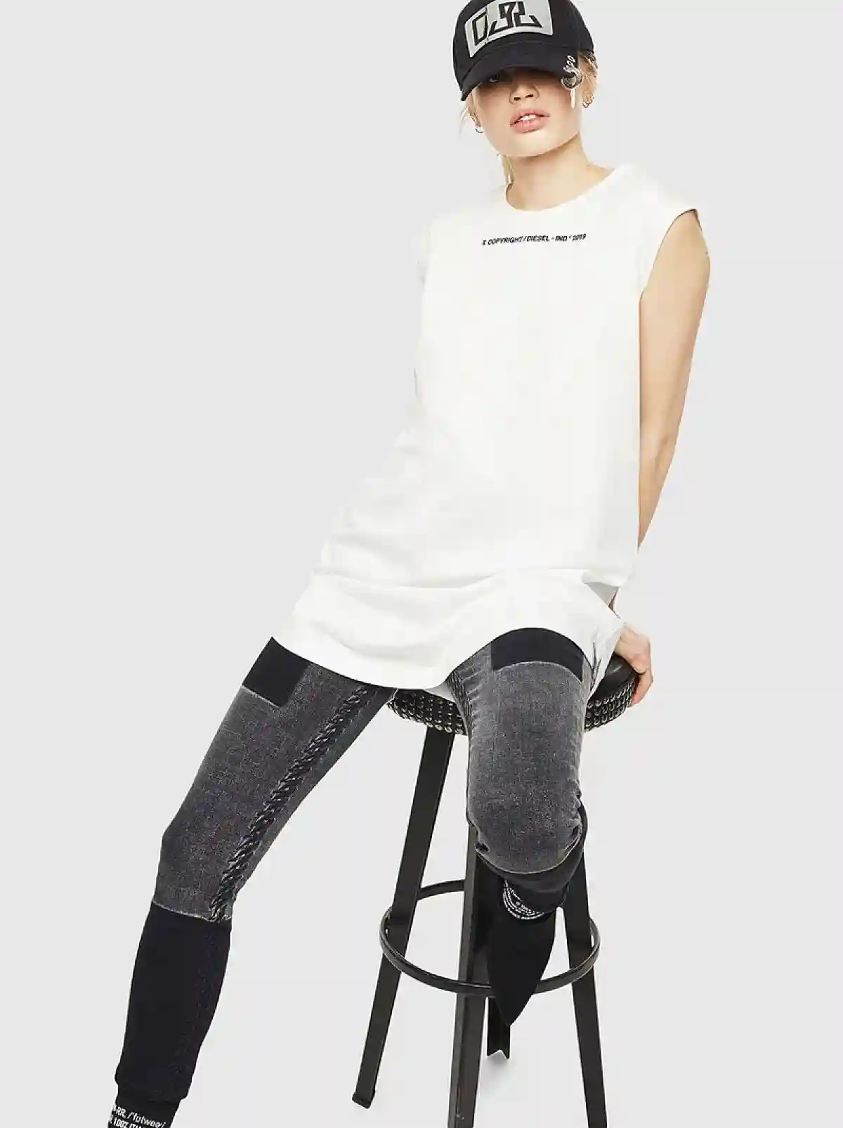 White Logo dress in mercerised cotton