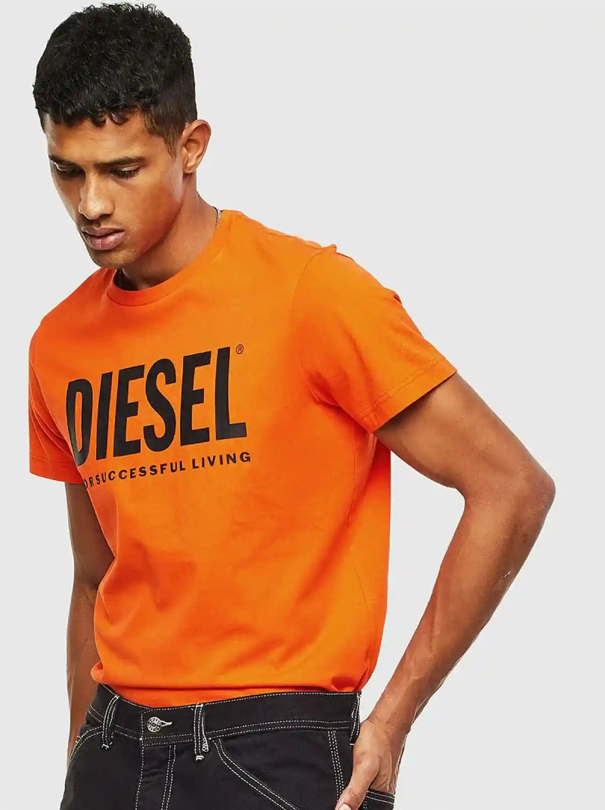 Orange Logo T-shirt in fine cotton jersey