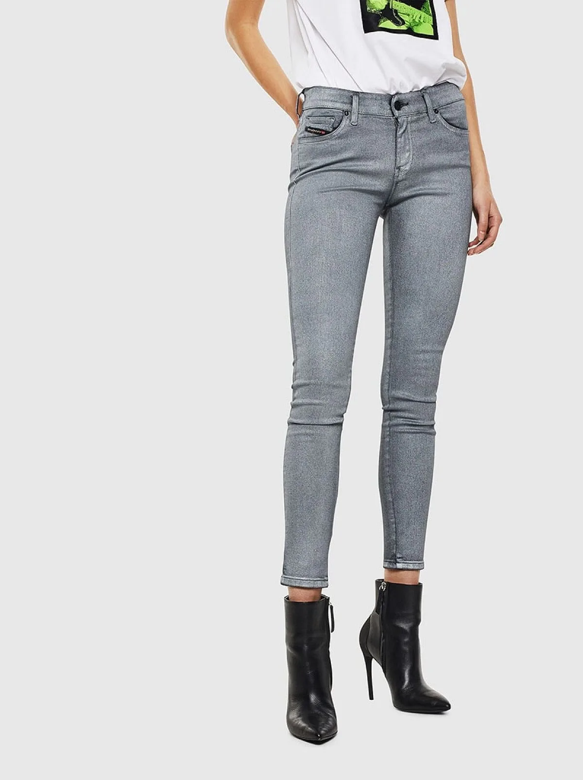 Grey Super Skinny Fit Jeans-Slandy