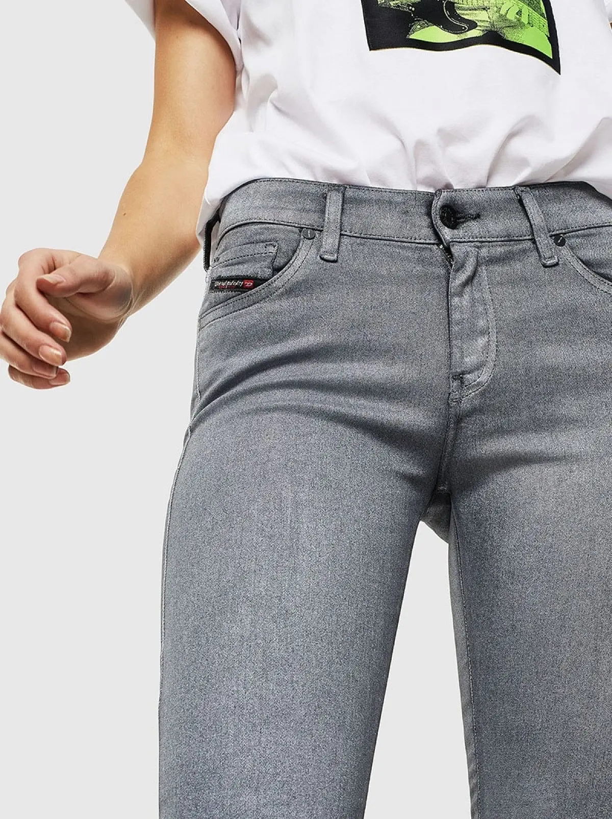 Grey Super Skinny Fit Jeans-Slandy