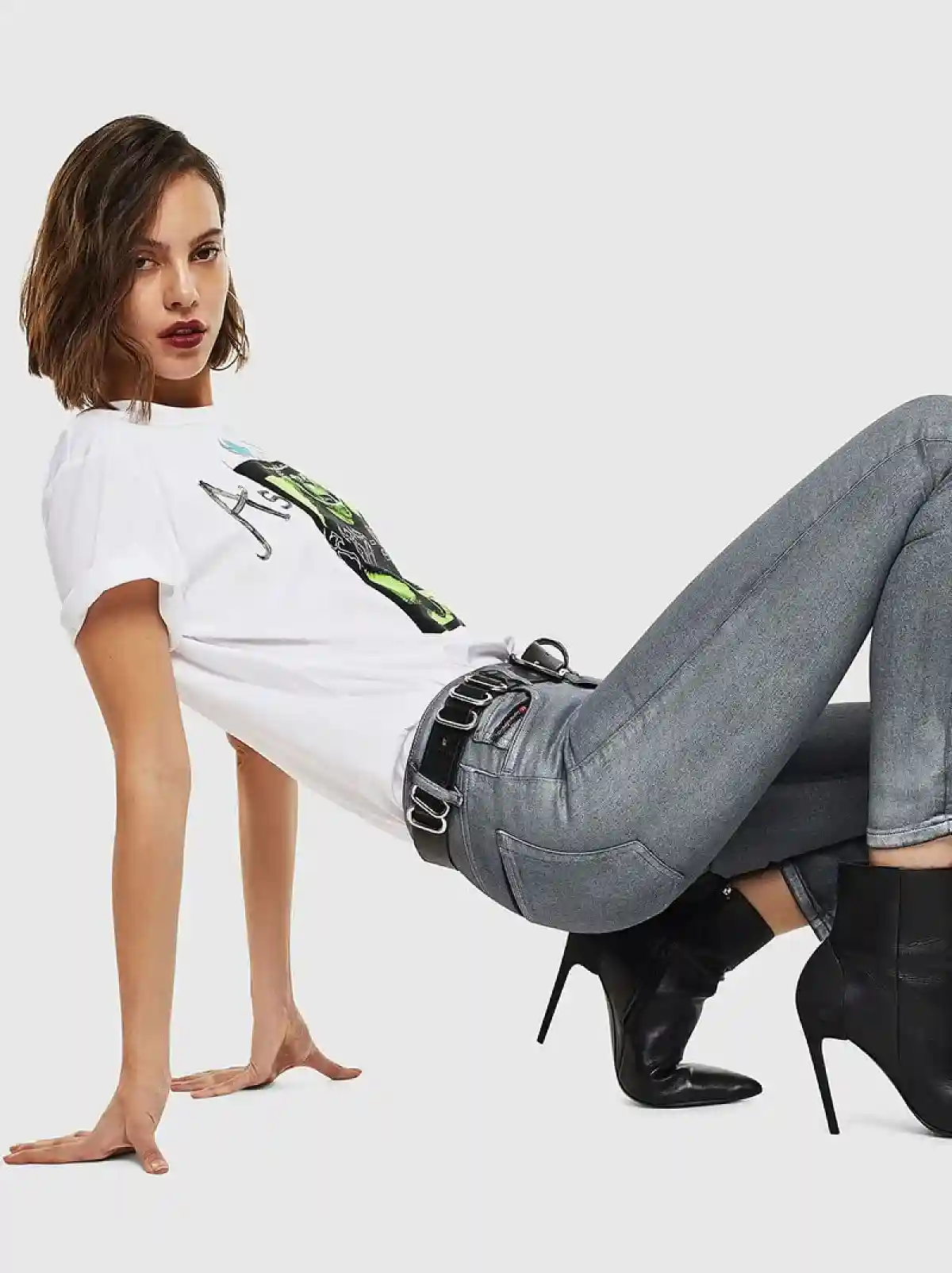 Grey Super Skinny Fit Jeans-Slandy
