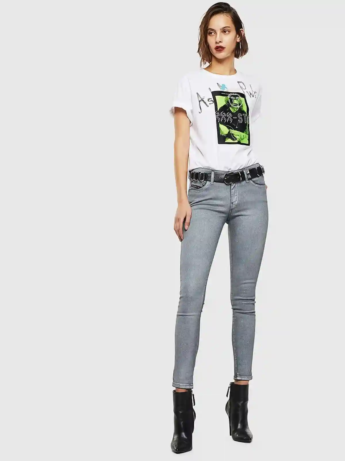 Grey Super Skinny Fit Jeans-Slandy
