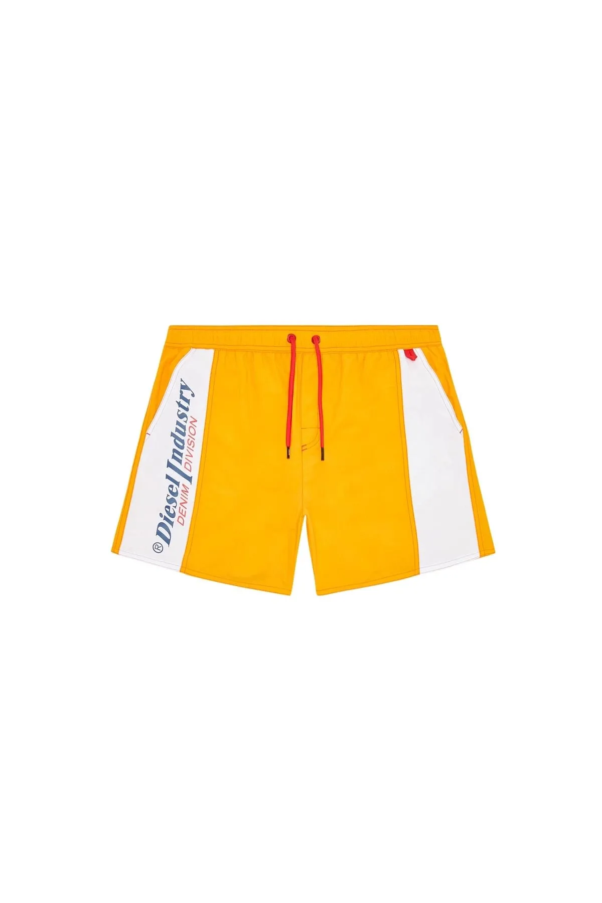 Orange Mid-length swim shorts with side panels
