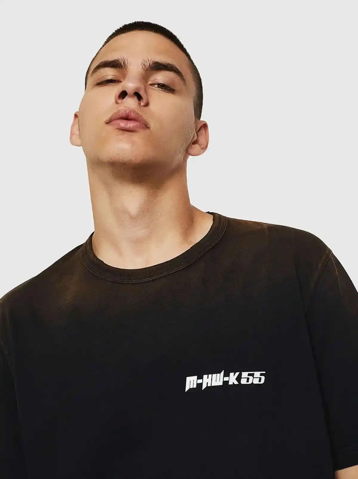 Black Logo T-shirt with sun-bleached effects