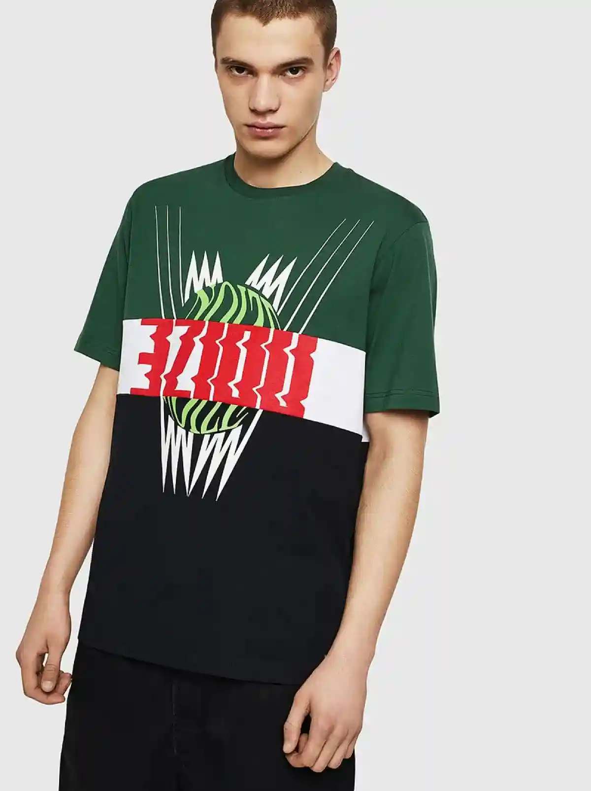 Multicolor Regular T-shirt with colour block motif