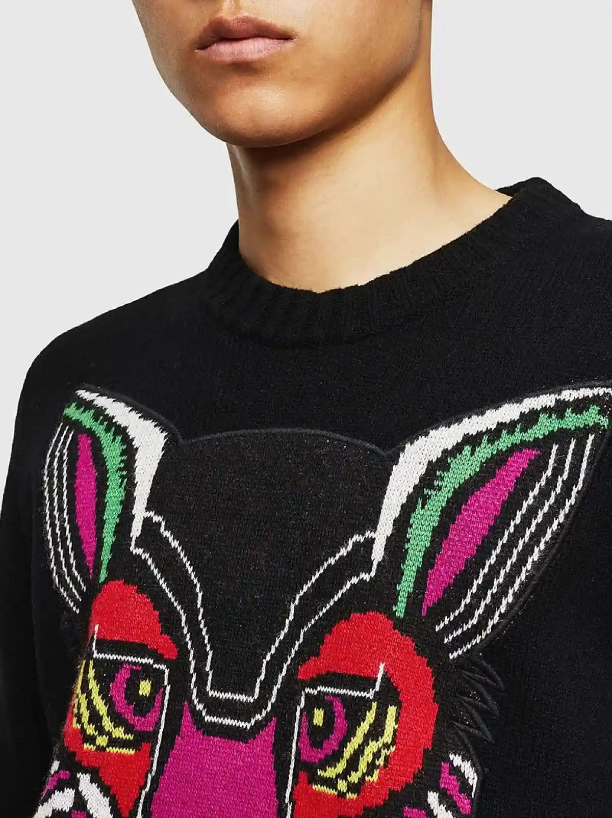 Black Knit pullover with jacquard patch