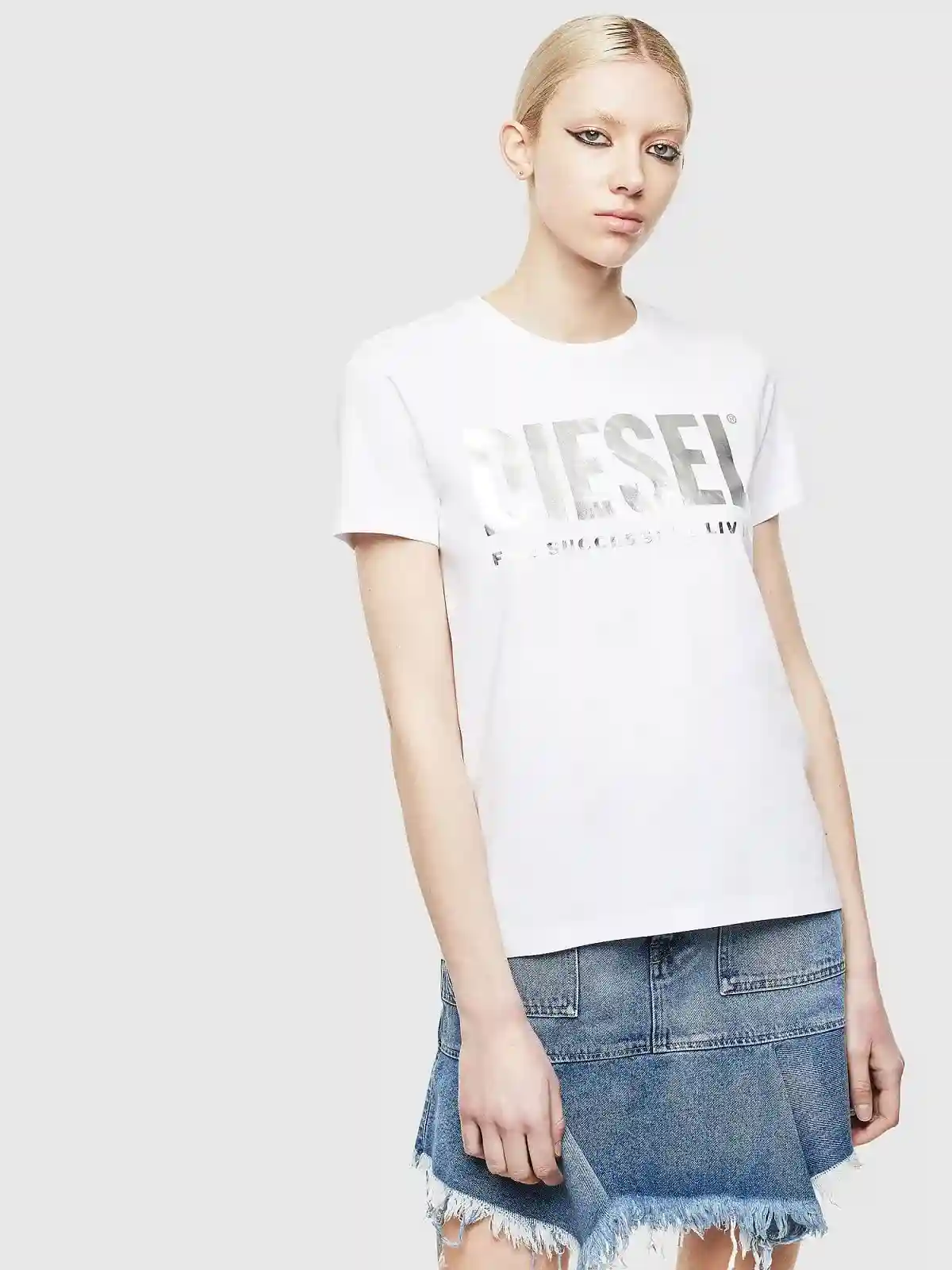 Multicolor T-shirt with PVC lettering and slogan