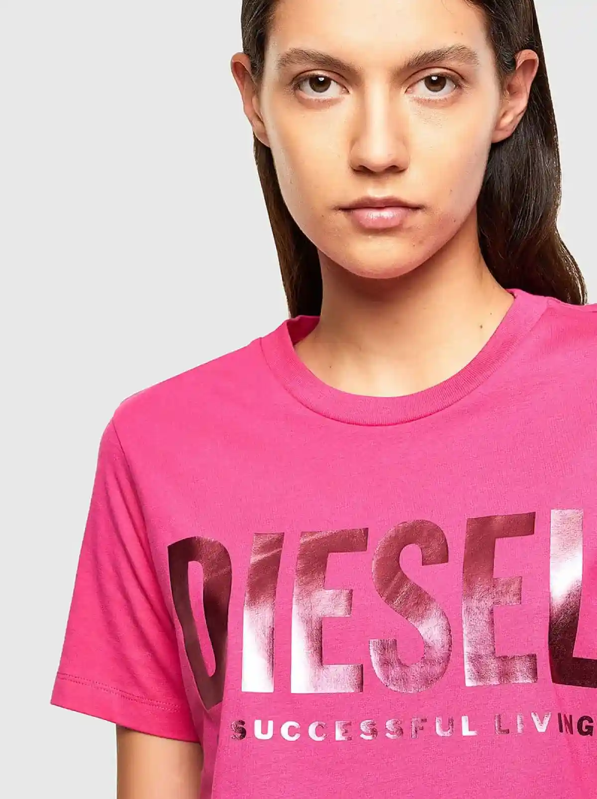 Pink T-shirt with PVC lettering and slogan