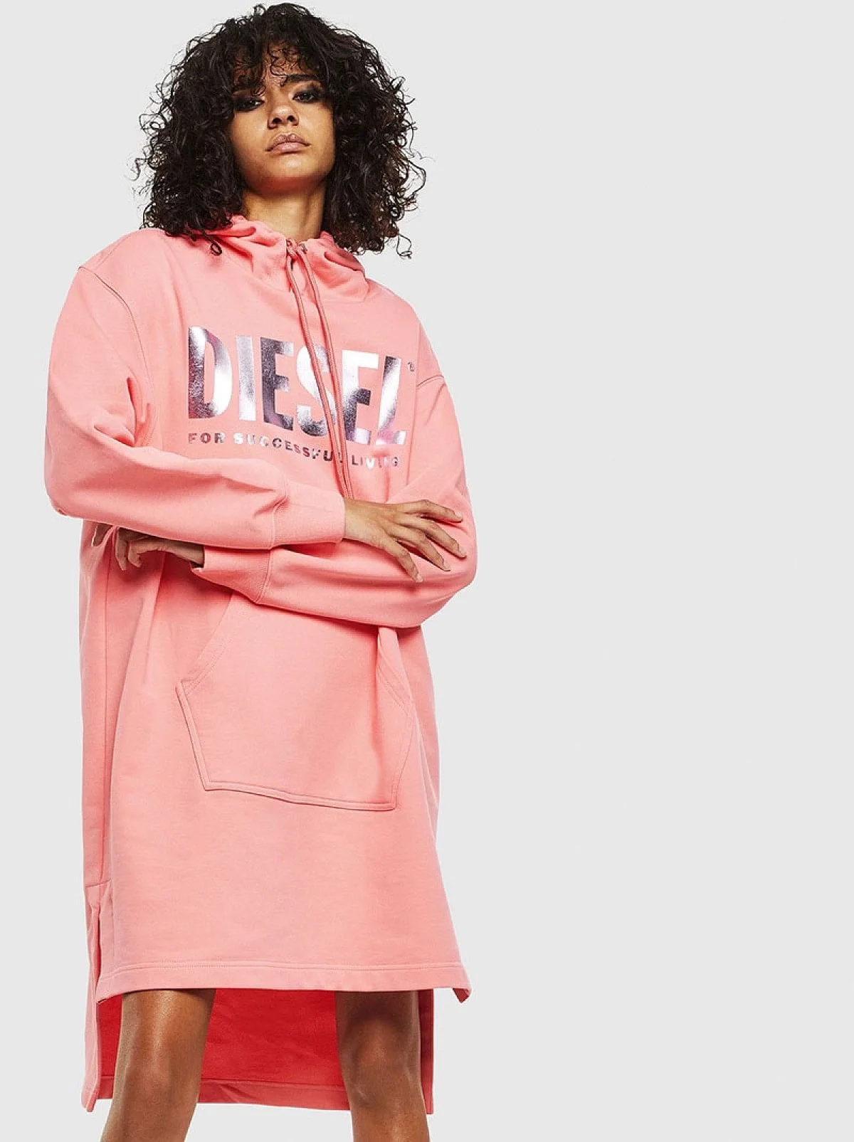 Pink Sweatshirt dress with logo print