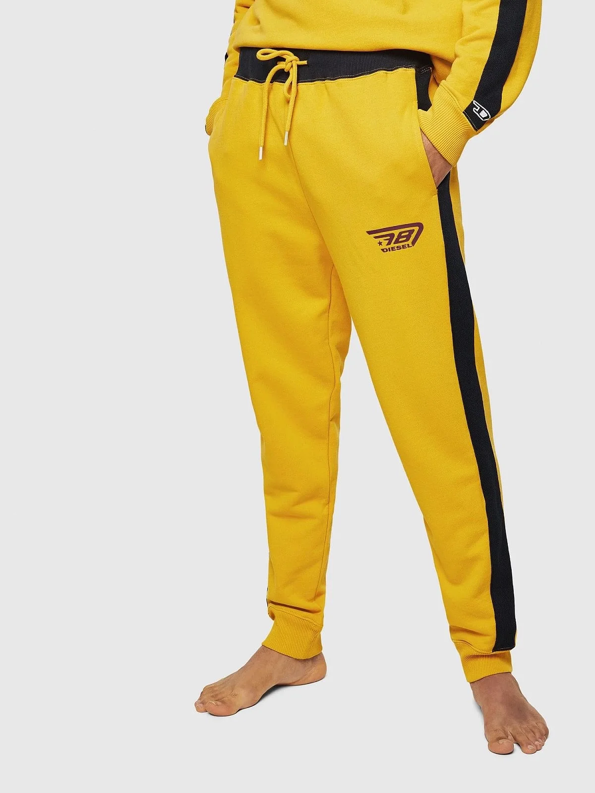 Black Cotton sweatpants with side tapes
