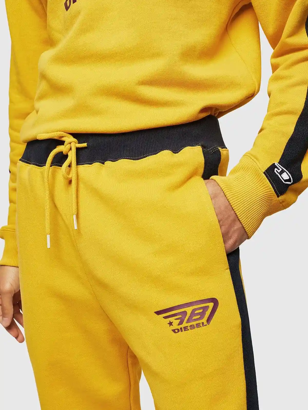 Black Cotton sweatpants with side tapes
