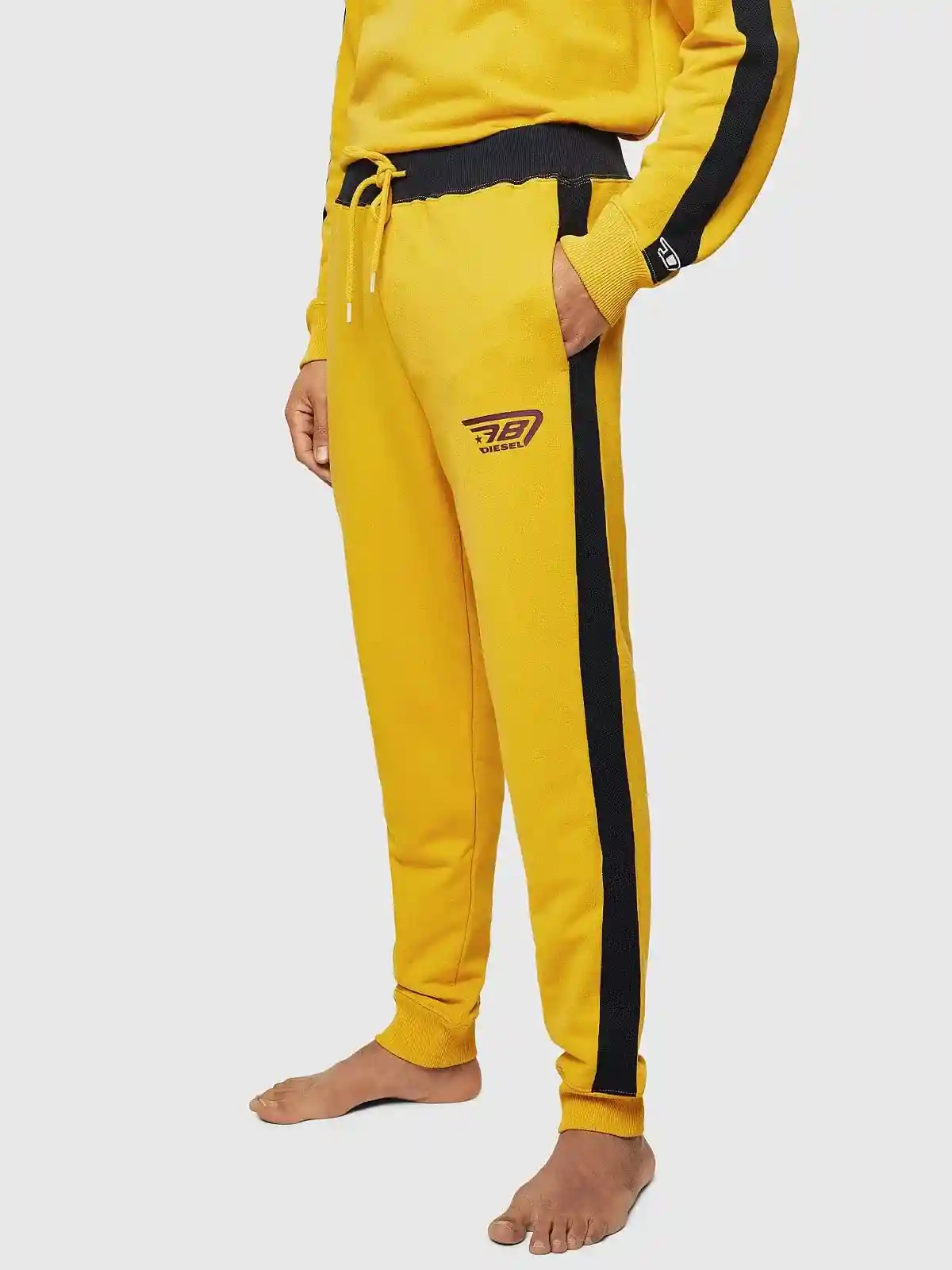 Black Cotton sweatpants with side tapes