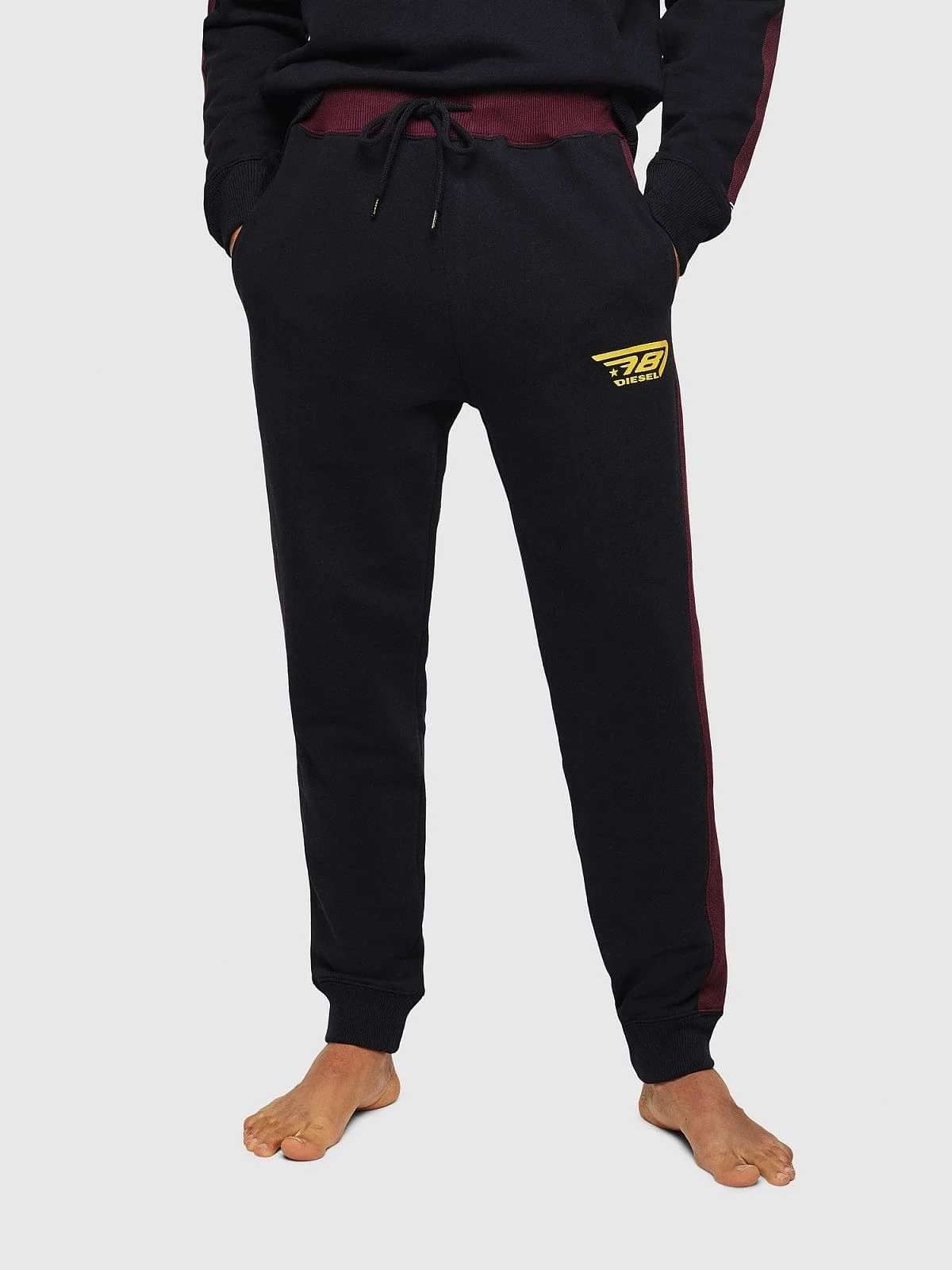 Black Cotton sweatpants with side tapes