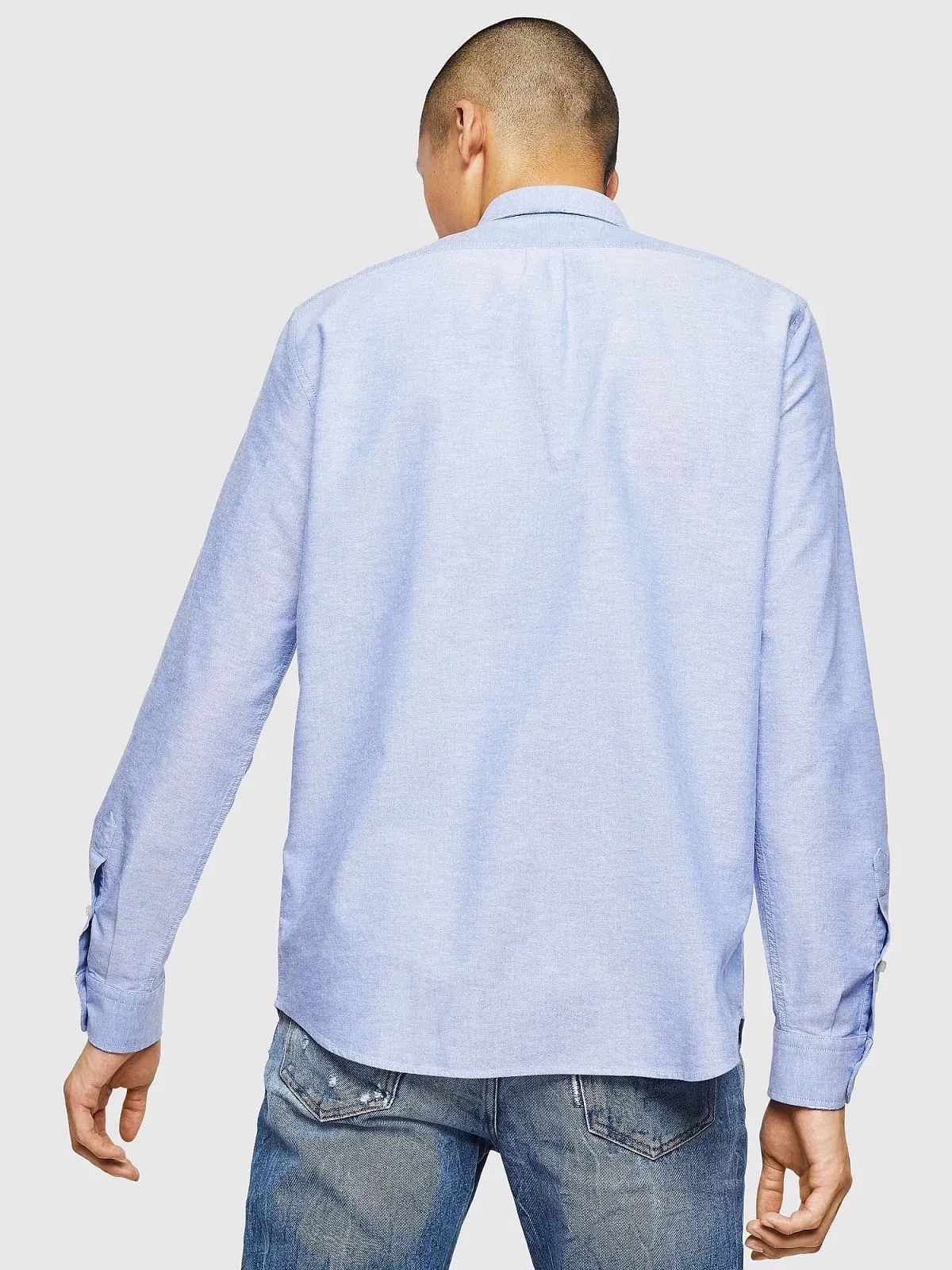 Blue Oxford shirt with light grindings