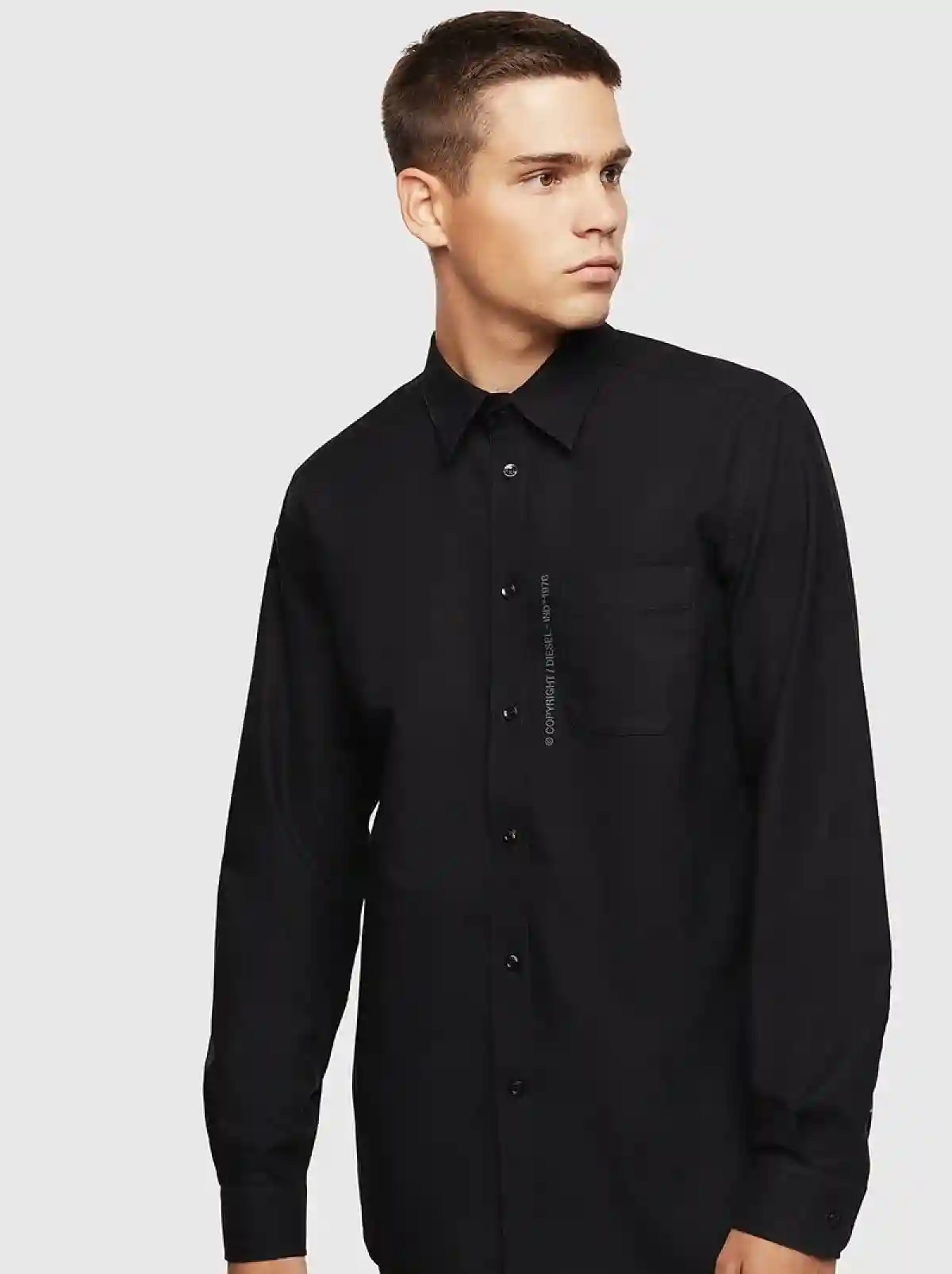 Black Oxford shirt with light grindings