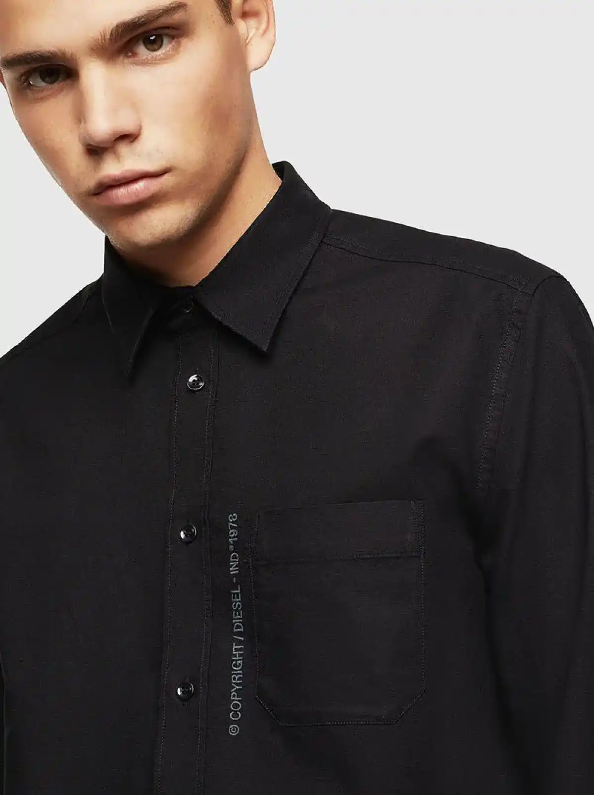 Black Oxford shirt with light grindings