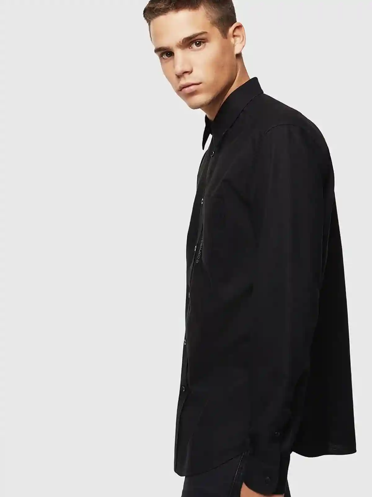 Black Oxford shirt with light grindings