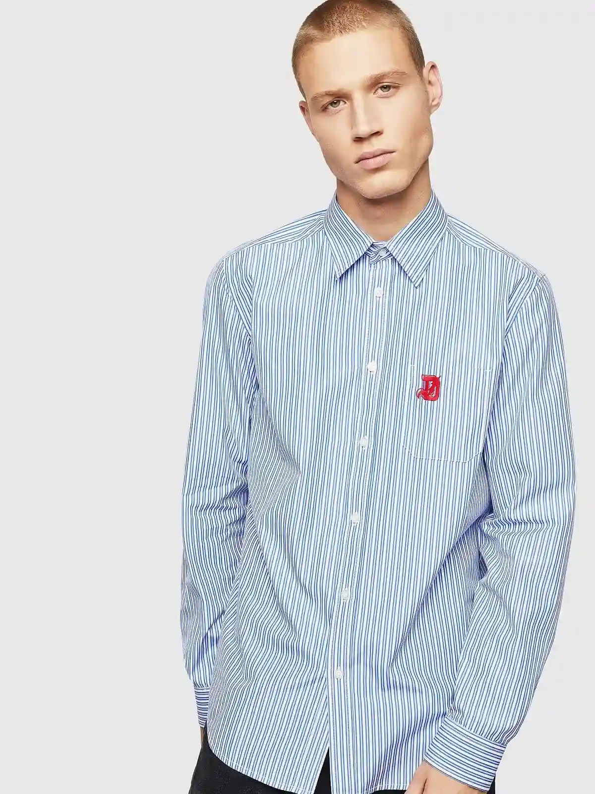 Black Striped poplin shirt with D logo