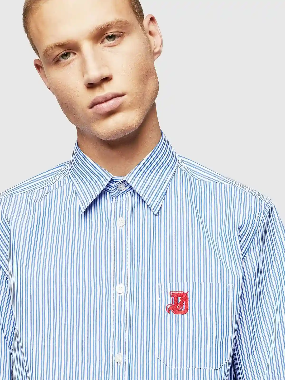 Black Striped poplin shirt with D logo