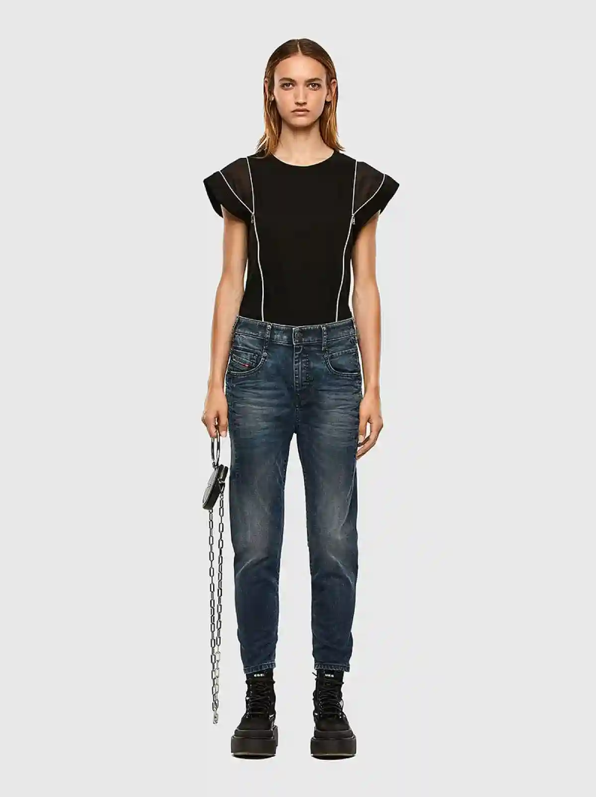 Black Cotton top with zip openings