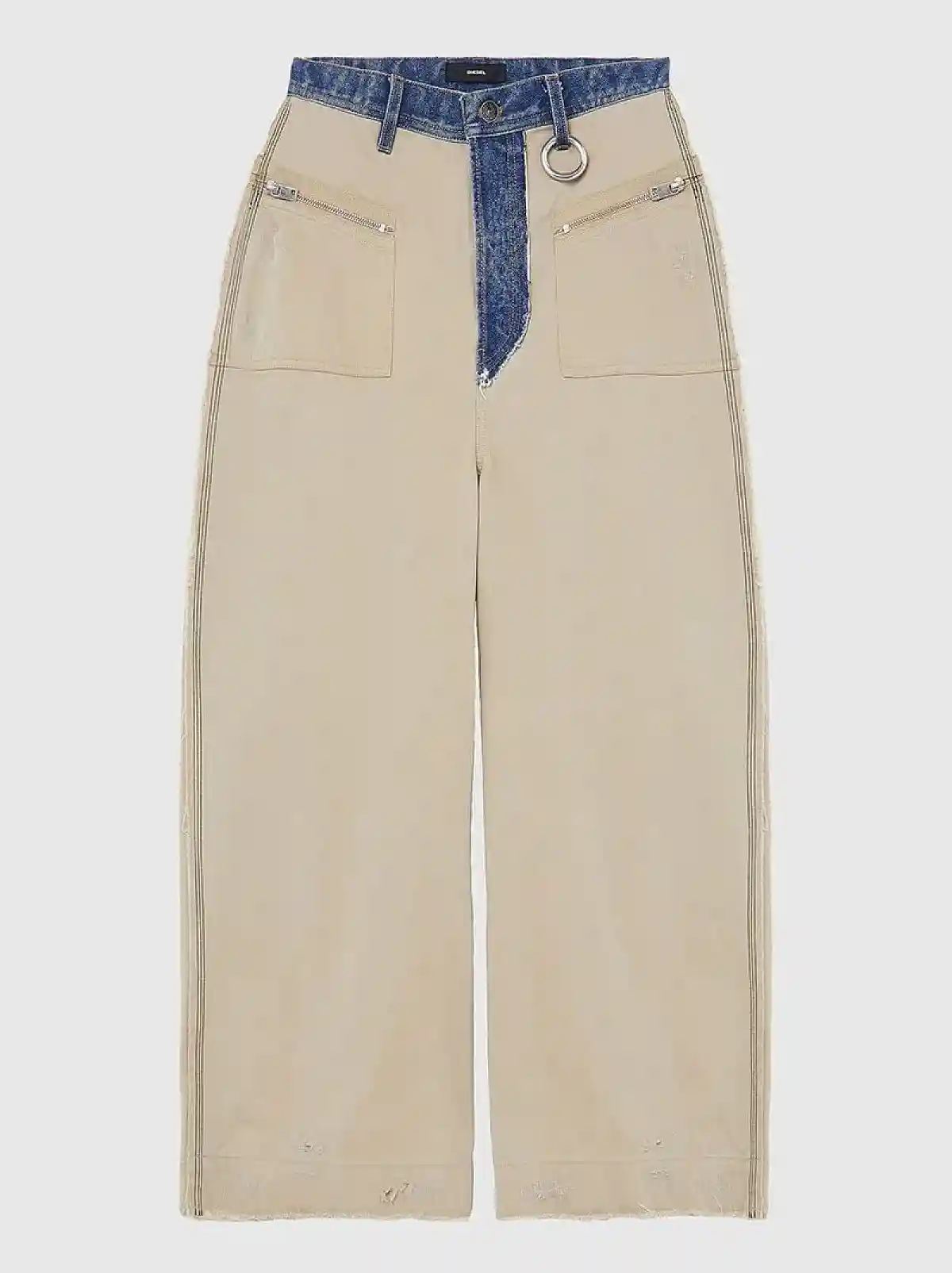 Beige Wide-leg pants in twill and denim