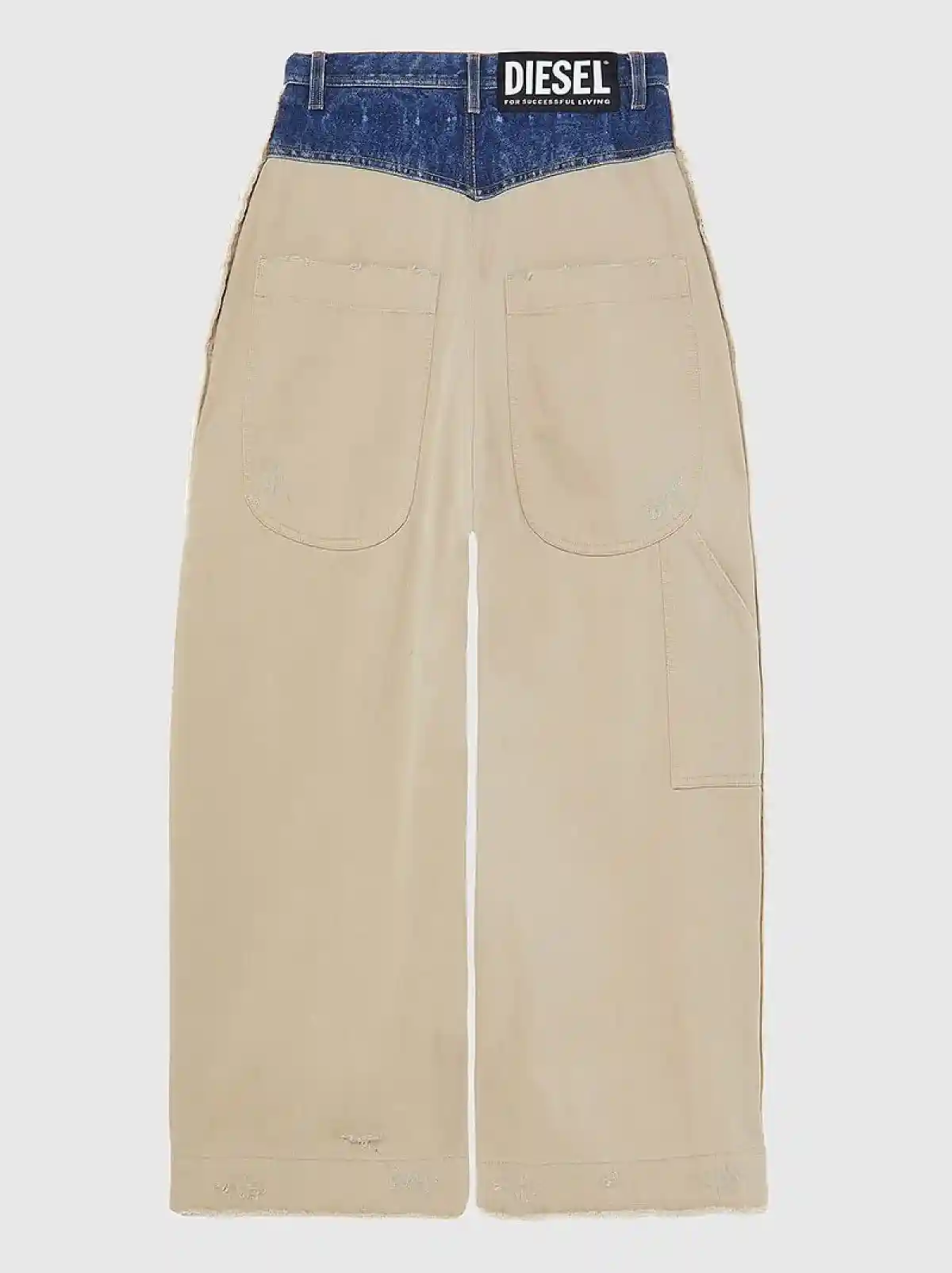 Beige Wide-leg pants in twill and denim