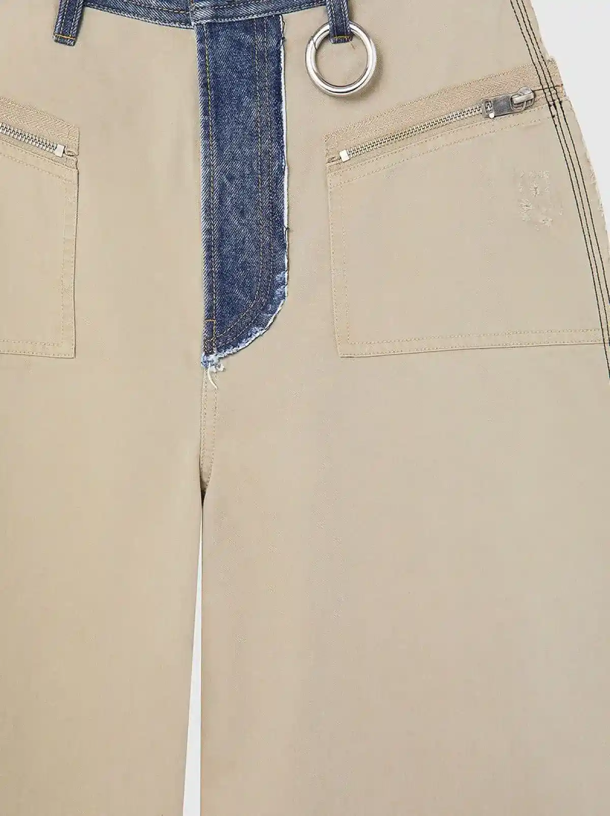 Beige Wide-leg pants in twill and denim