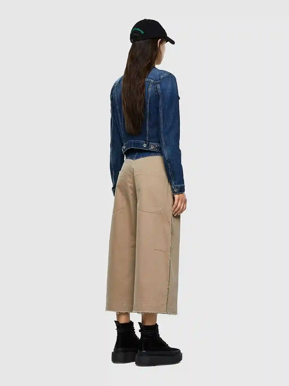 Beige Wide-leg pants in twill and denim