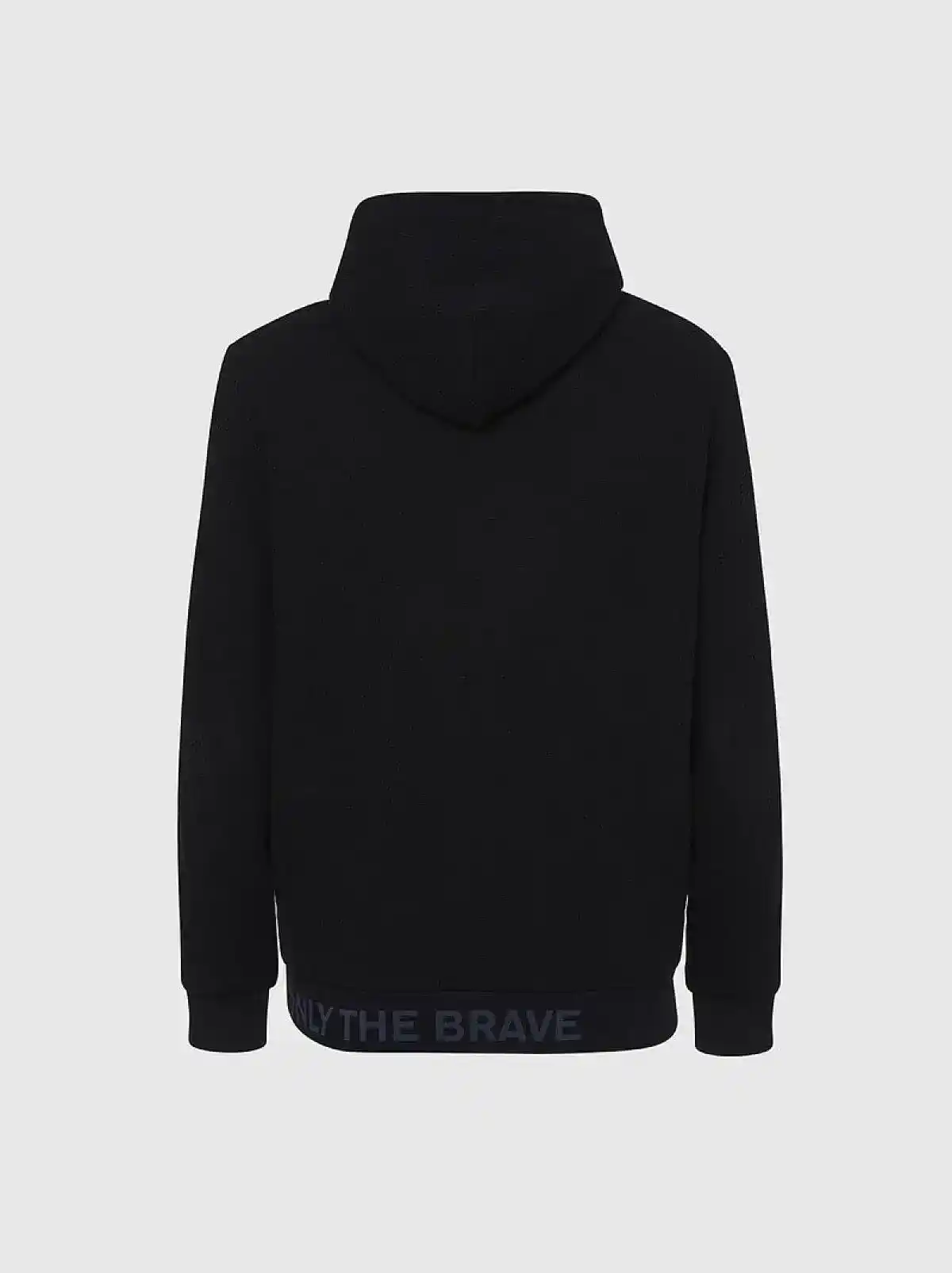 Black Waffle-knit hoodie with logo hem