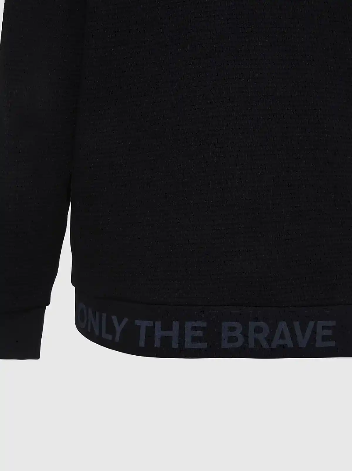 Black Waffle-knit hoodie with logo hem