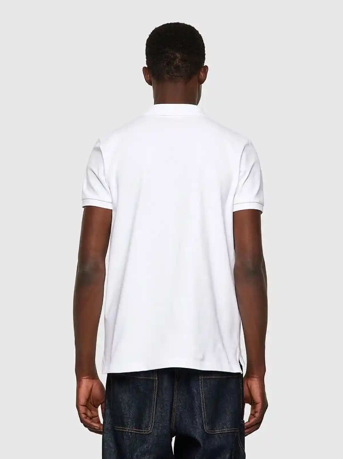 White Pique polo shirt with zip detail