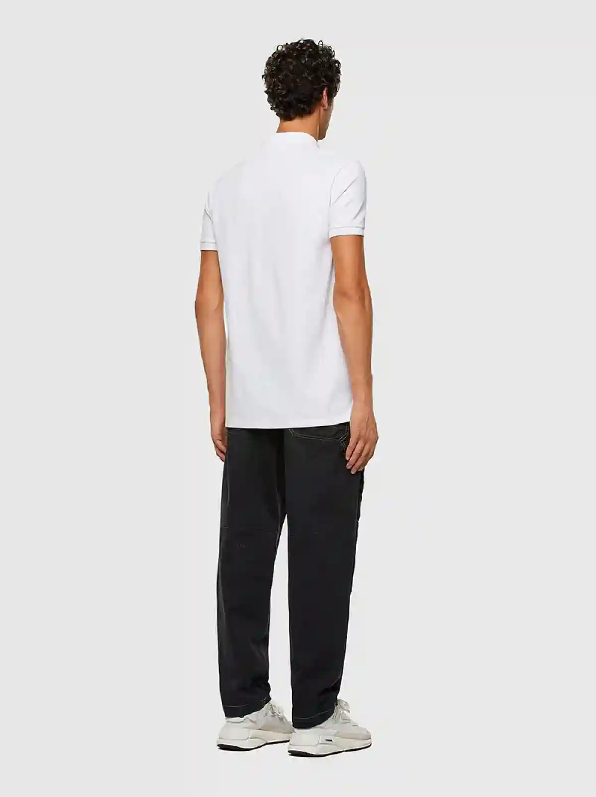 White Pique polo shirt with zip detail