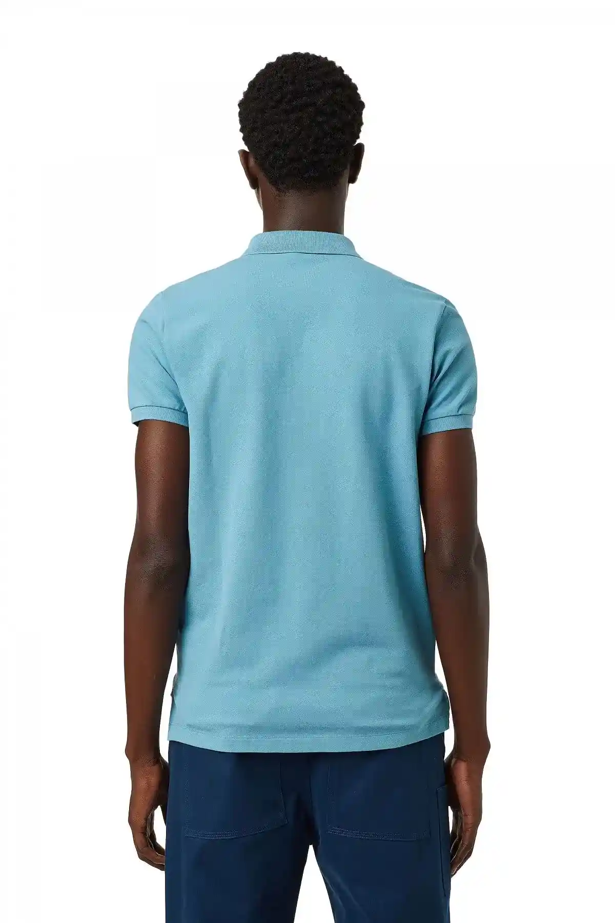 Blue Pique polo shirt with zip detail