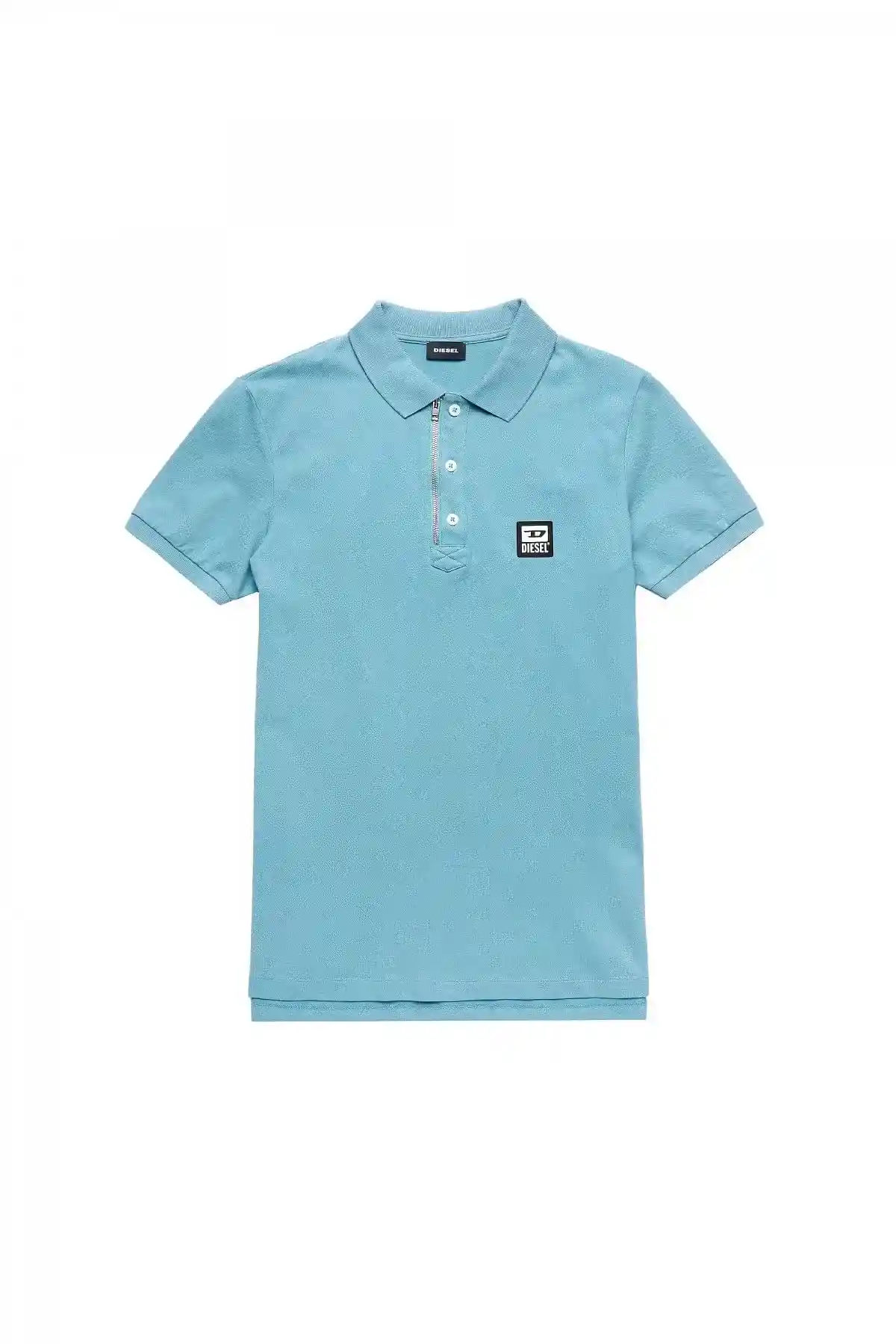 Blue Pique polo shirt with zip detail