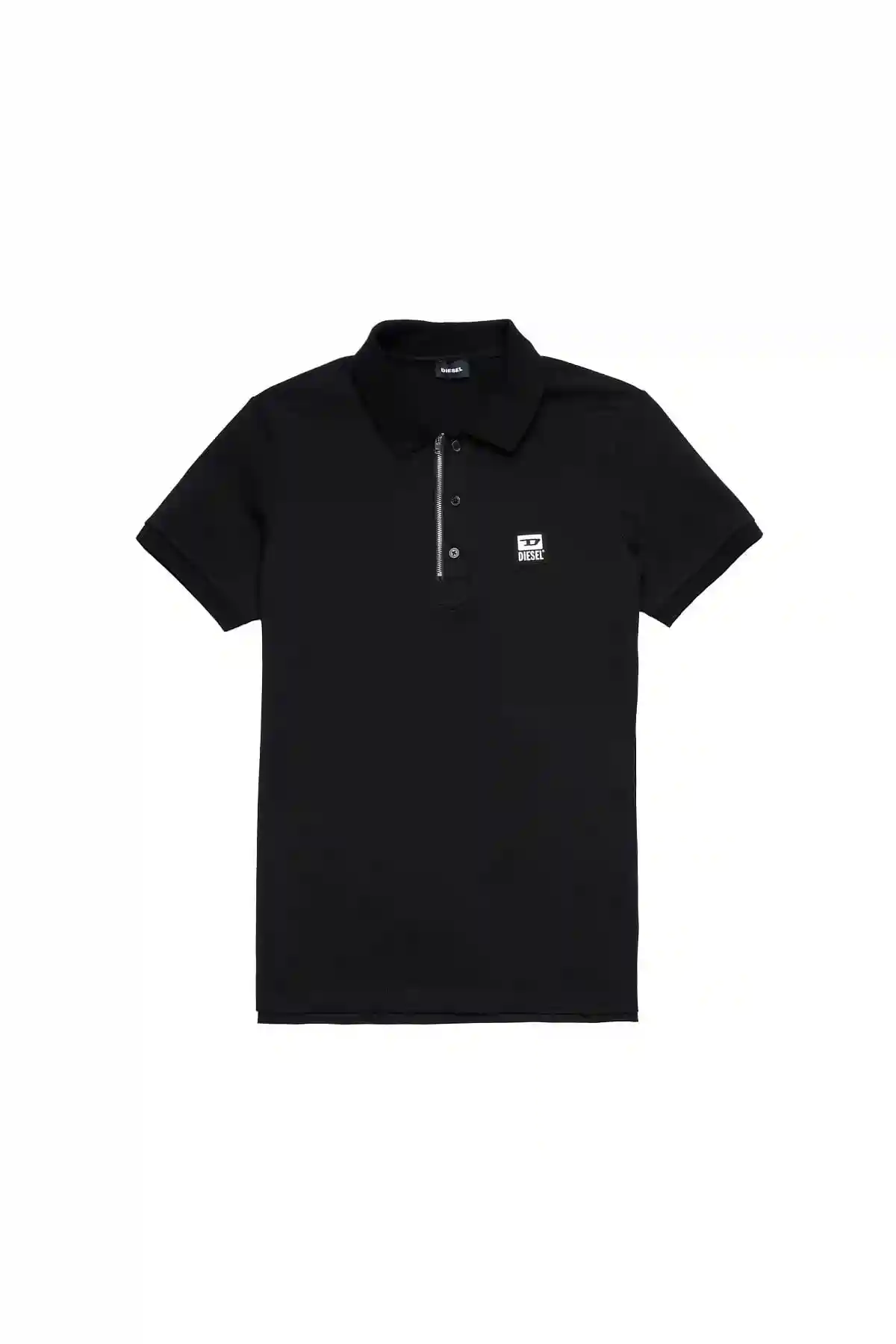 Black Pique polo shirt with zip detail