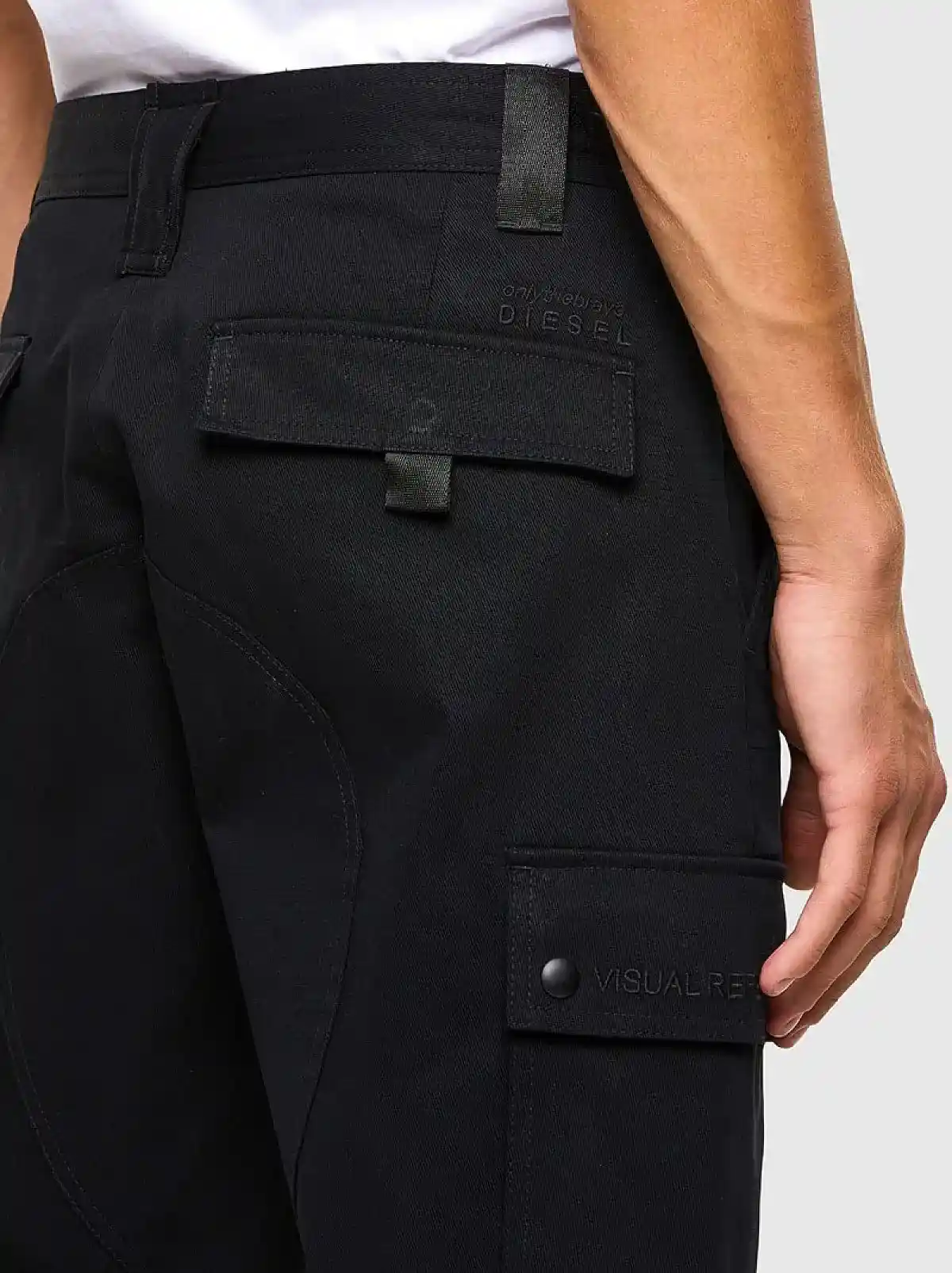 Black Cargo pants in cavalry twill